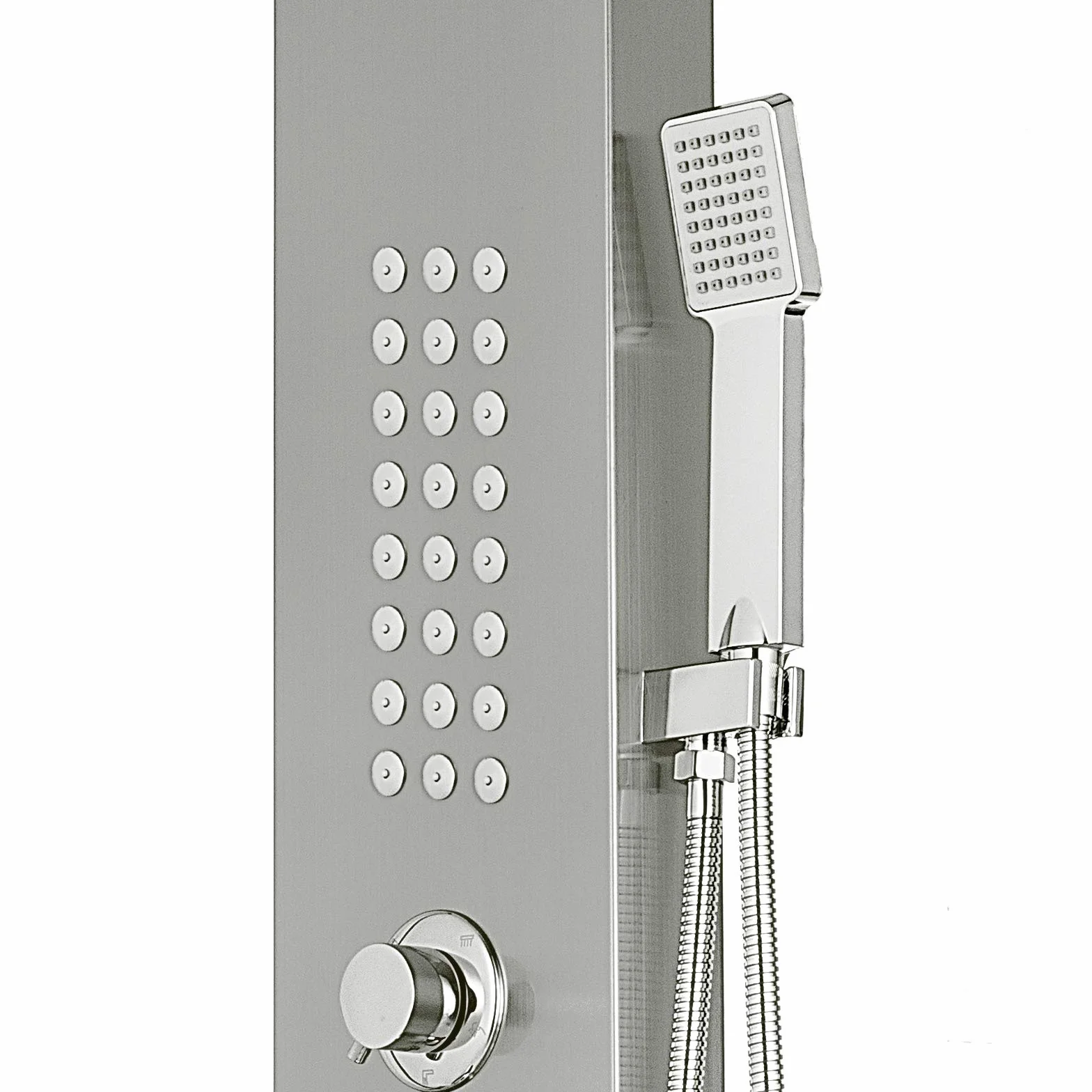 Panel de Ducha de Acero Inoxidable Columna de Hidromasaje 5 en 1 Columna de Hidromasaje para Hogar Hotel (Separado, Plata cepillada)