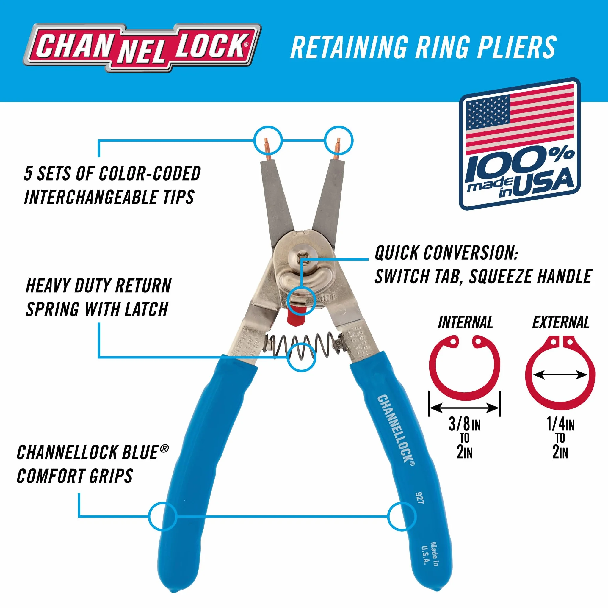 Channellock Inc. 927 8 pulg anillos de retenci-n Alicates