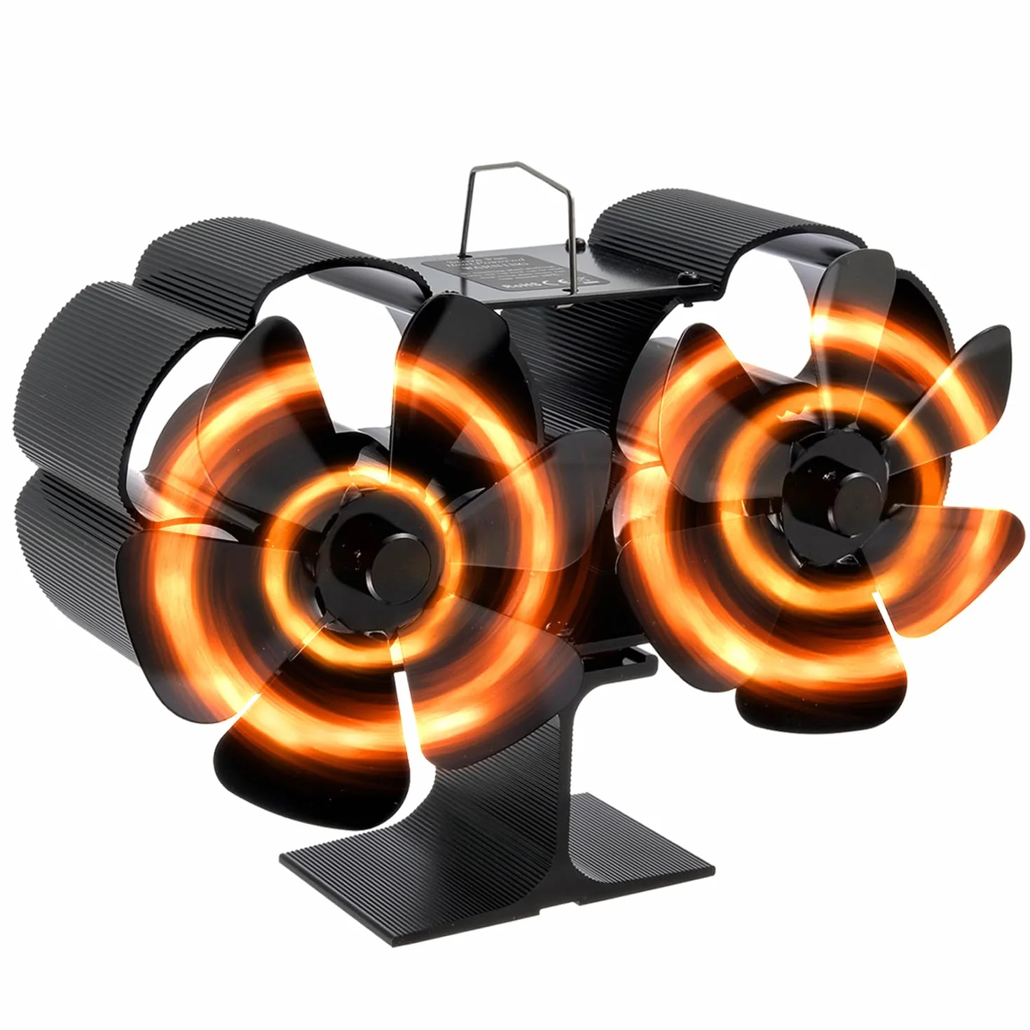 Ventilador Estufa Leña Ventiladores para Chimeneas con 12 Aspas Energía Térmica Circulación de Aire Caliente Funcionamiento Silencioso doble motor Ventilador para chimenea, quemador de leña