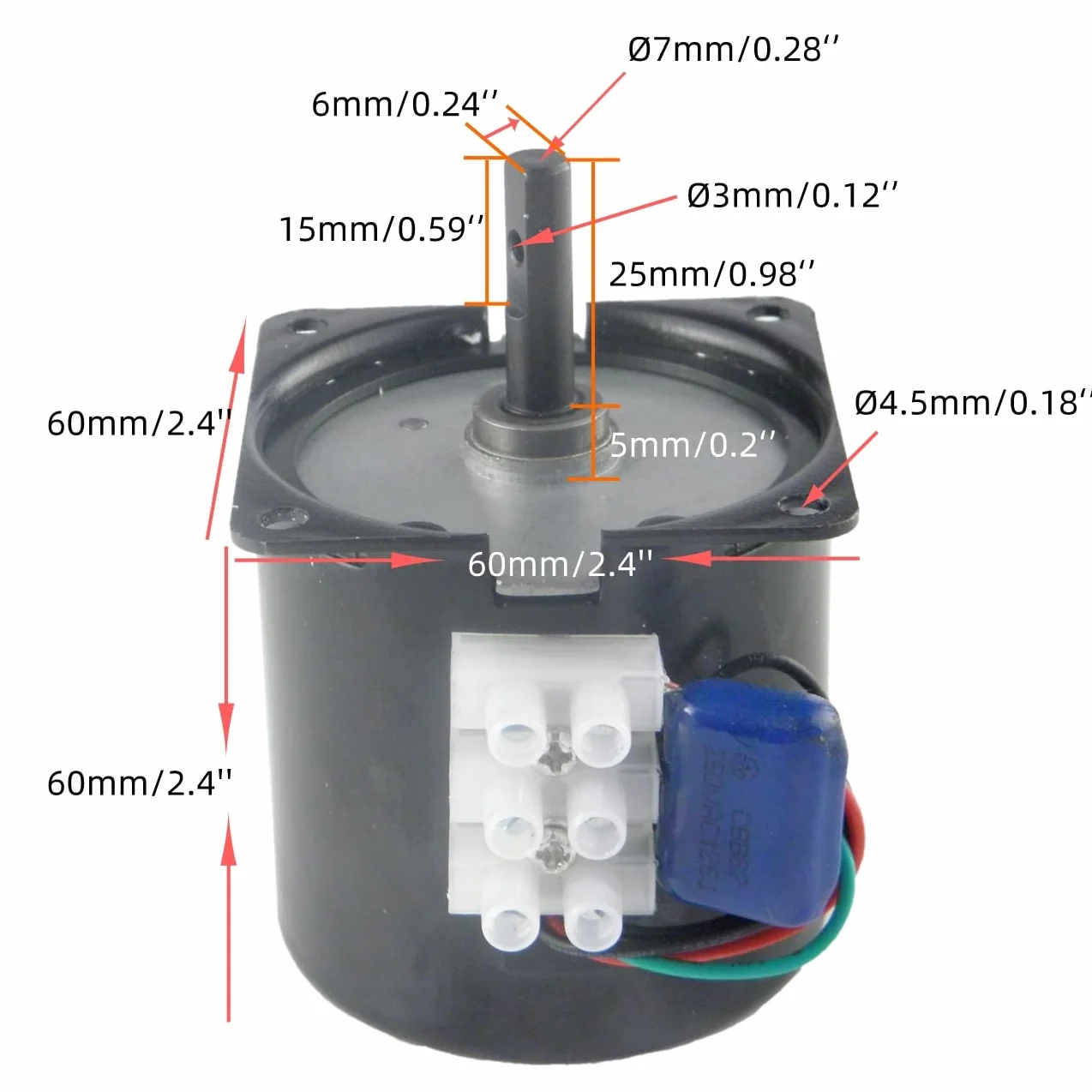CHANCS Motorreductor Sincrónico Reversible 60KTYZ 220V 8-10RPM 23Kgf.cm Caja de engranajes de metal
