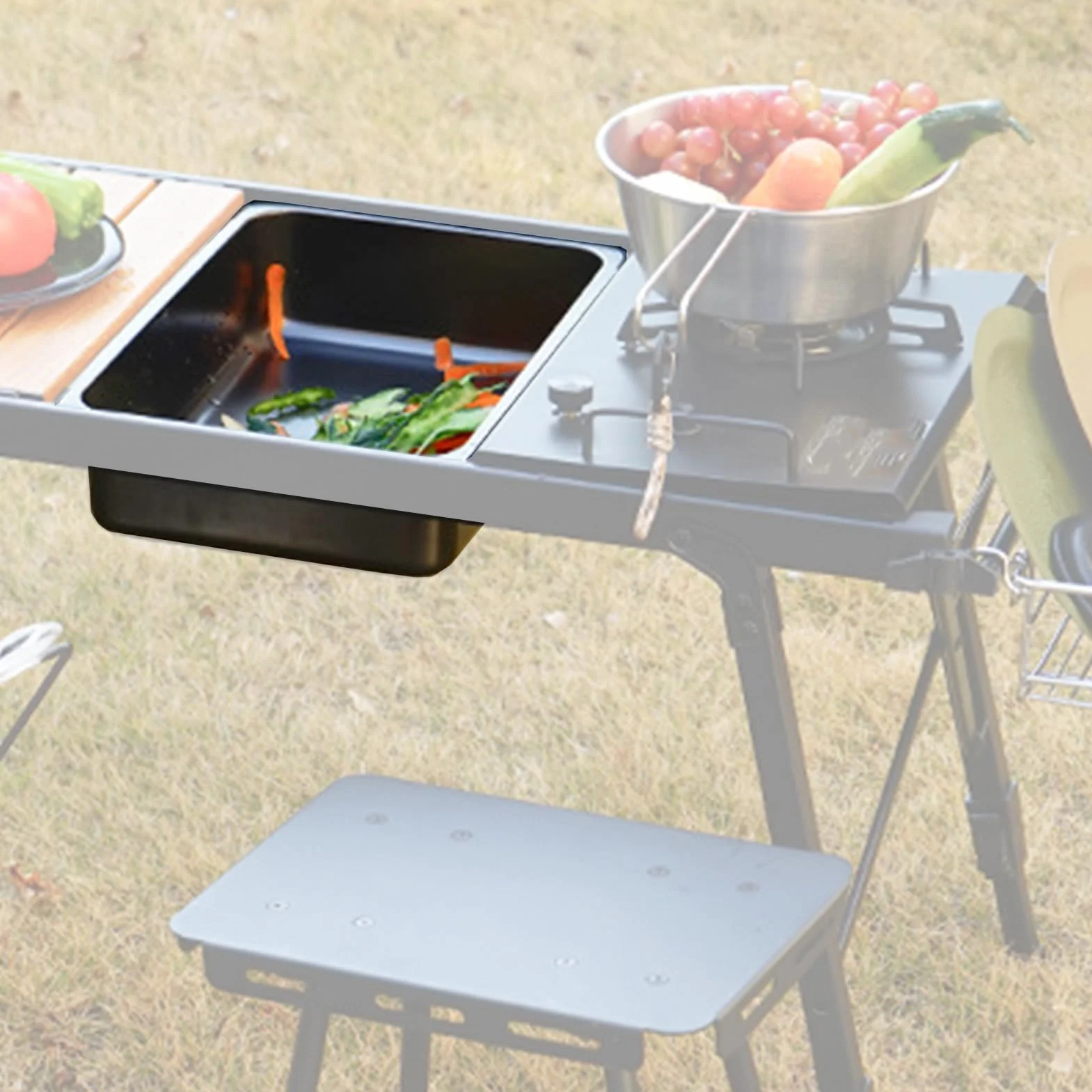 Lavabo de campo, fregadero al aire libre | Lavabo de acero inoxidable | Bañera, lavabo multiusos con tapón de drenaje para picnic interior, exterior, lavandería