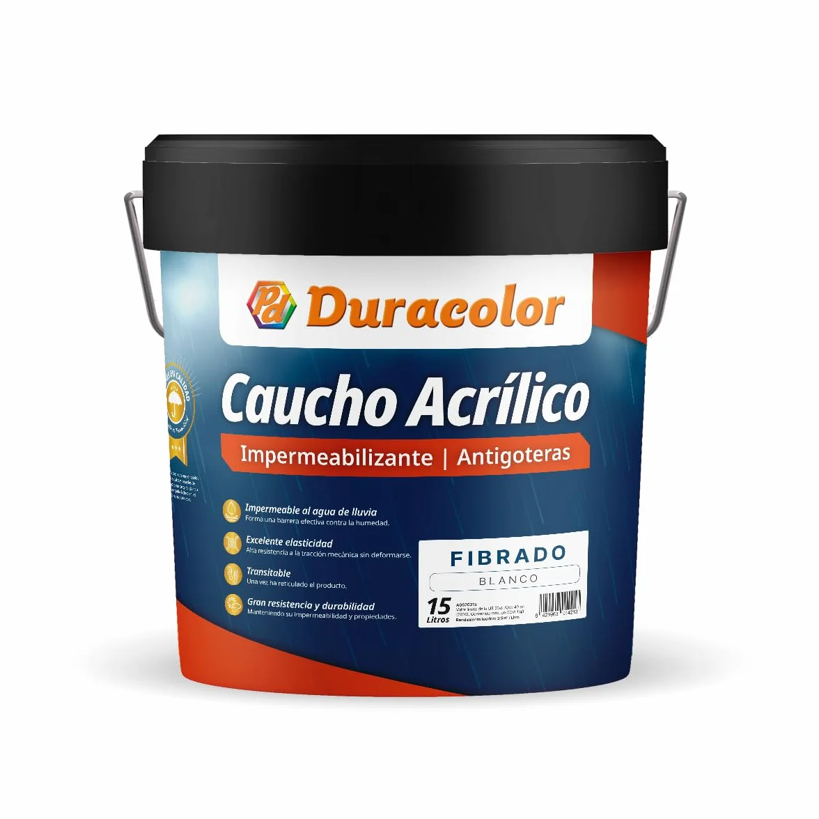 Pintura Kalma Antigoteras Fibrado - Color Blanco - 4 Litros - Impermeabilizante de Caucho Acrílico con Fibra de Vidrio - Durabilidad y Elasticidad Permanente - Acabado Satinado - Duracolor