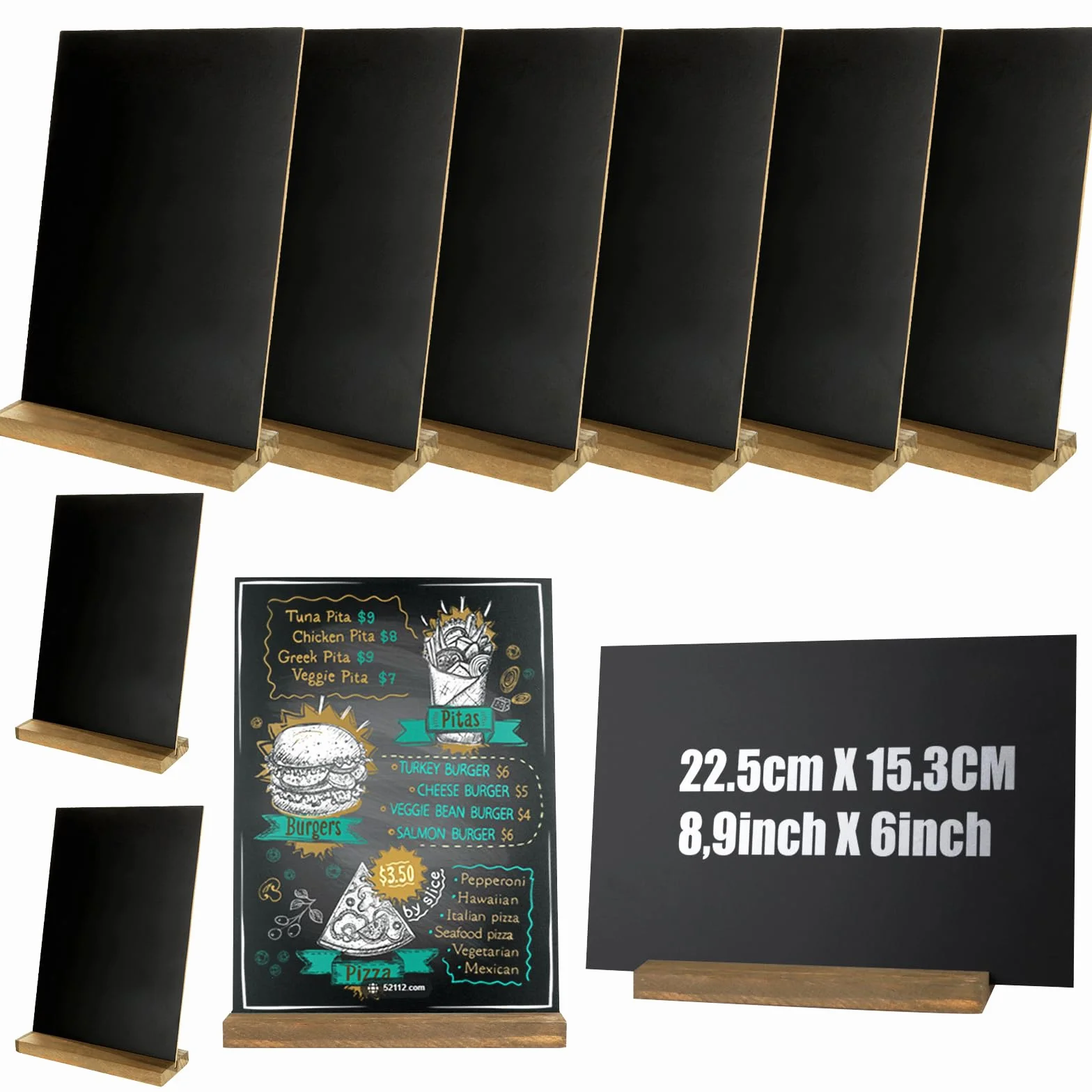 DAJAVE Pizarras para Escribir 15 x 22 cm A5 Doble Cara Soporte de Madera