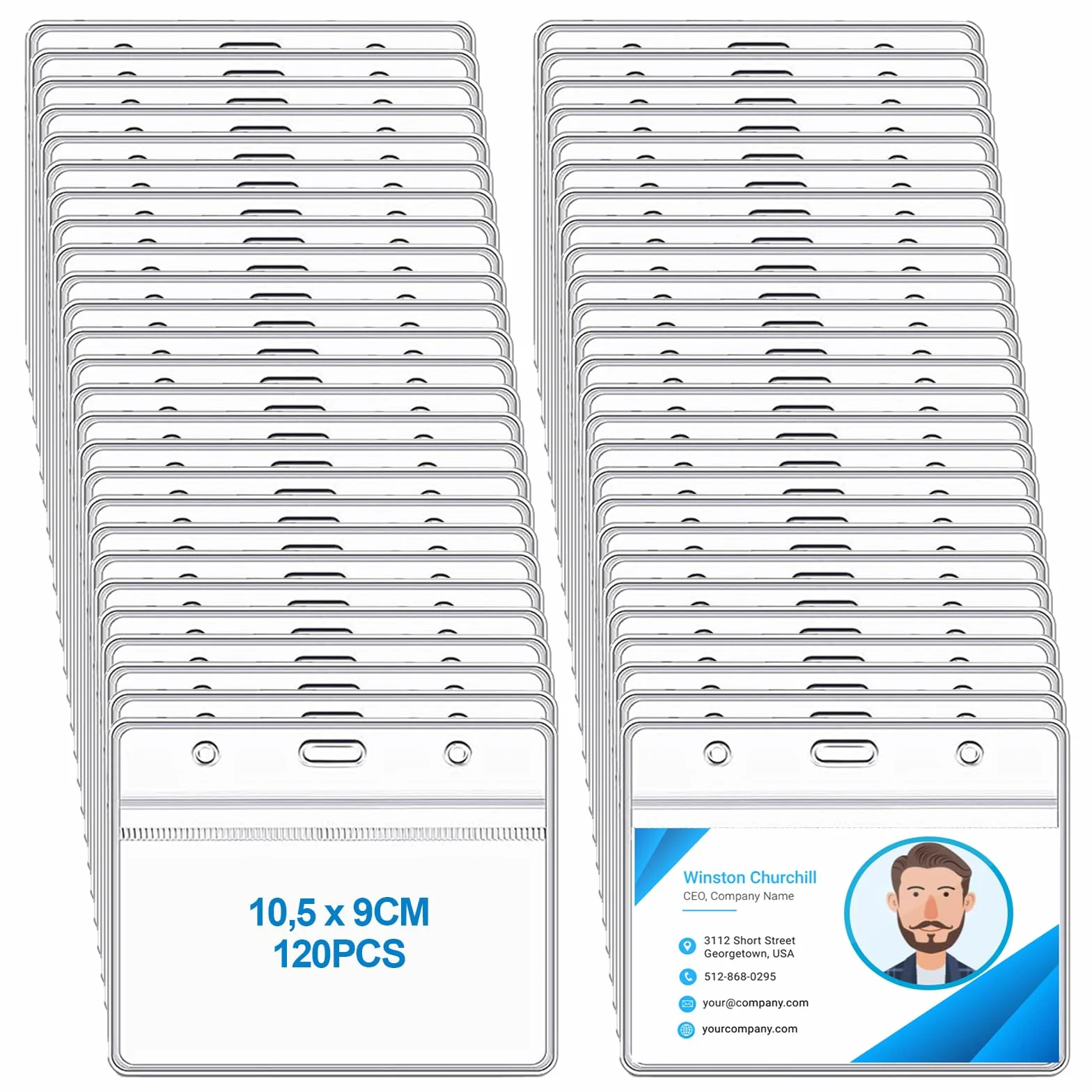 120 Piezas Porta Tarjetas Identificativas,Tarjeteros Horizontal, Impermeable, Nombre Tag Titulares, Titulares de la Tarjeta, Transparente de PVC para Oficina Estudiante Exposición, 10.5x9 cm