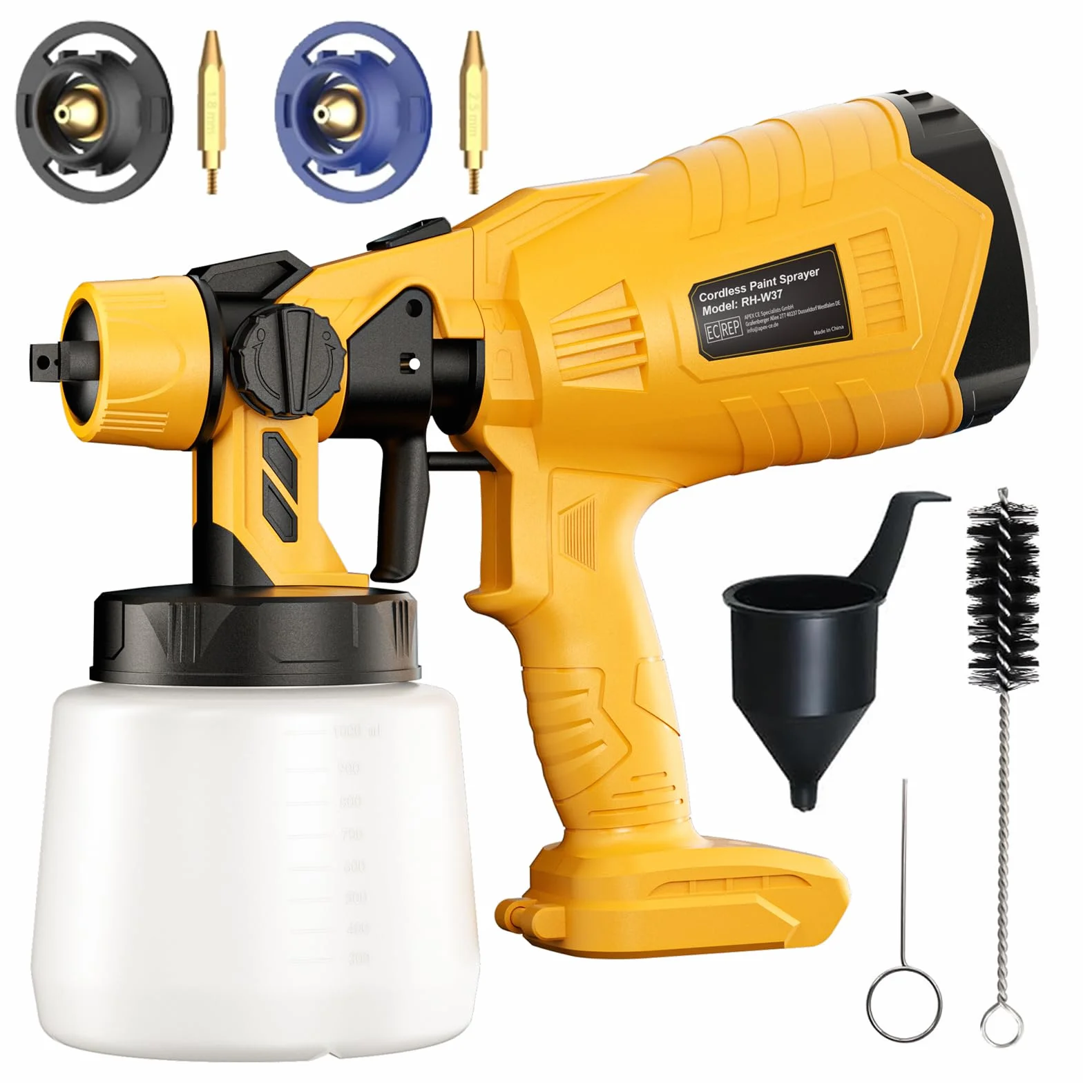 Pulverizador de Pintura Inalámbrico para dewalt 18v 20v Batería, pulverizador de Pintura inalámbrico para Vallas y terrazas, Pistola pulverizadora de Pintura a Mano (sin batería)
