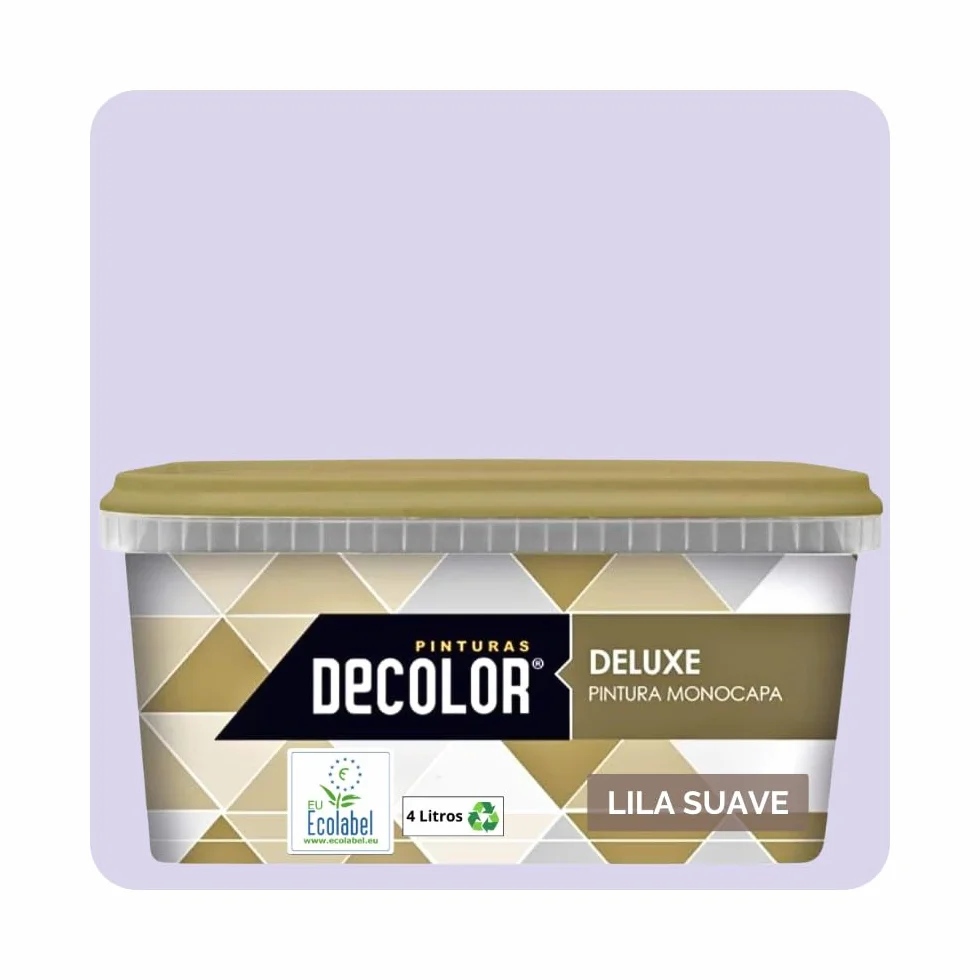 DELUXE Pintura de Interior Monocapa Mate. 4 Litros. Ecológica con Certificado Ecolabel. LILA SUAVE