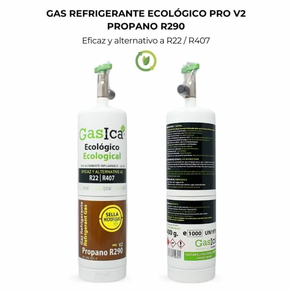 Bilake Gas refrigerante para Aire Acondicionado gasica Gas ecológico Pro V2 propano R290, 400g con Valvula, sustituye Gas R22, R407