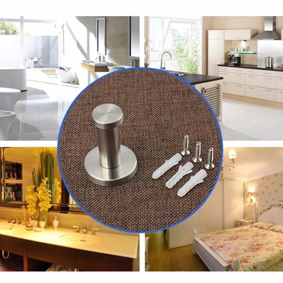 4 Piezas Ganchos de Pared Redondos Plata, Gancho de Pared de Acero Inoxidable de 53 mm Adecuado para Instalar en la Cocina, el Baño y el Dormitorio Principal para Colgar Objetos