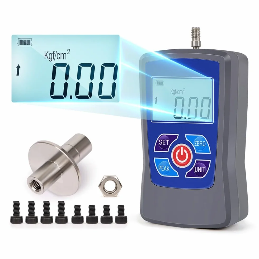 Medidor digital de dureza de fruta con pantalla de kg/fcm², modos de pico/primer pico, modelos GY-M15/GY-M30, gris-negro GY-M30