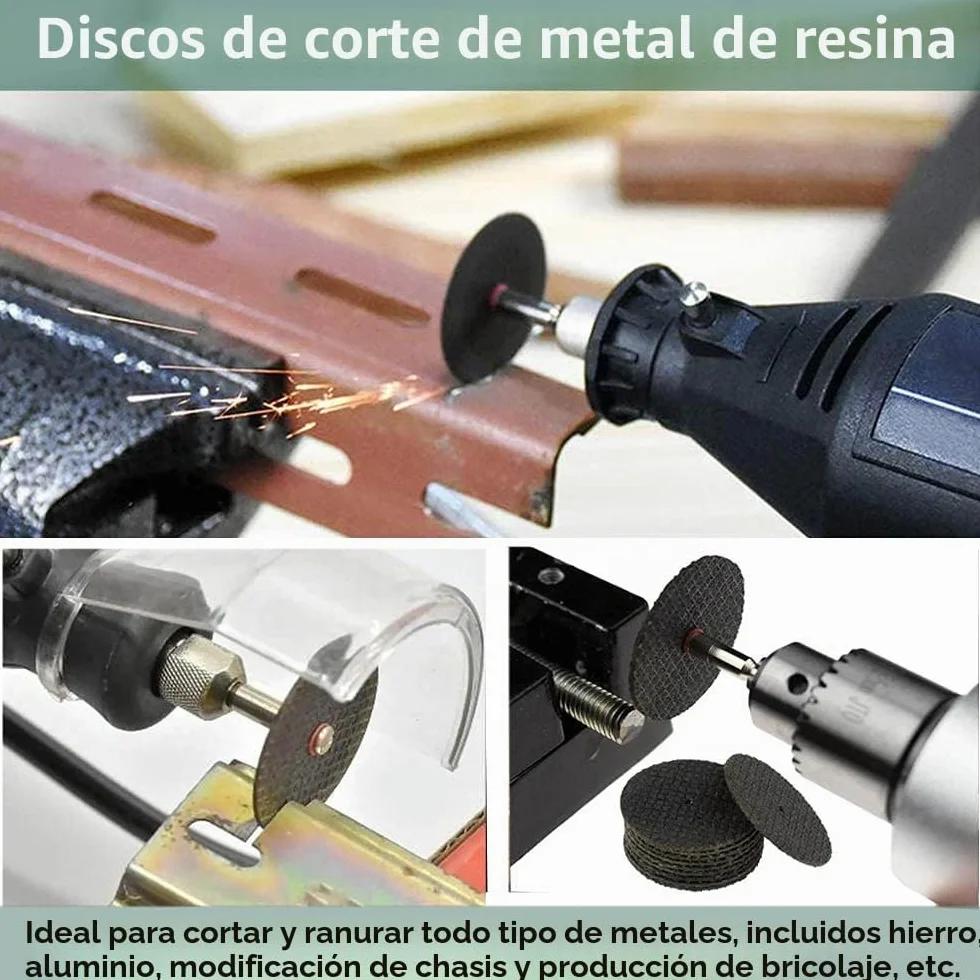 32 Piezas Discos de Corte para Dremel, Disco Corte Diamante & Mini Hoja de Sierra Circular HSS & Mini Disco de Corte de Resina (3mm Mandril) para Madera, Vidrio, Plástico, Piedra, Metal