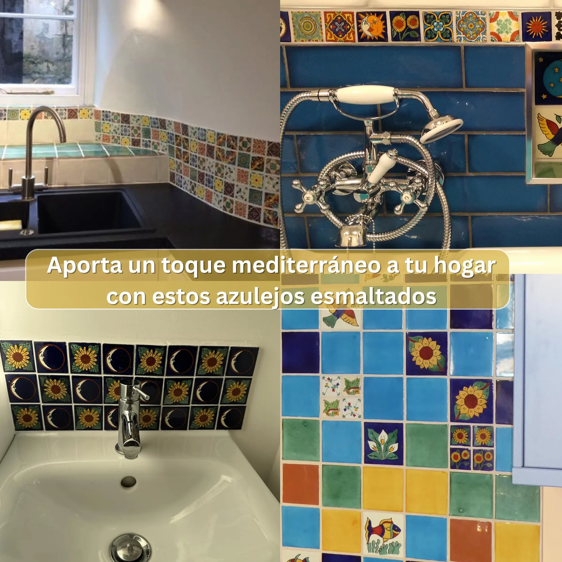 Tumia LAC - Azulejos Talavera Mexicanos Artesanales Estilo Isabella - Ceramica para Manualidades y Salpicadero Cocina Bano - Azulejo Individual