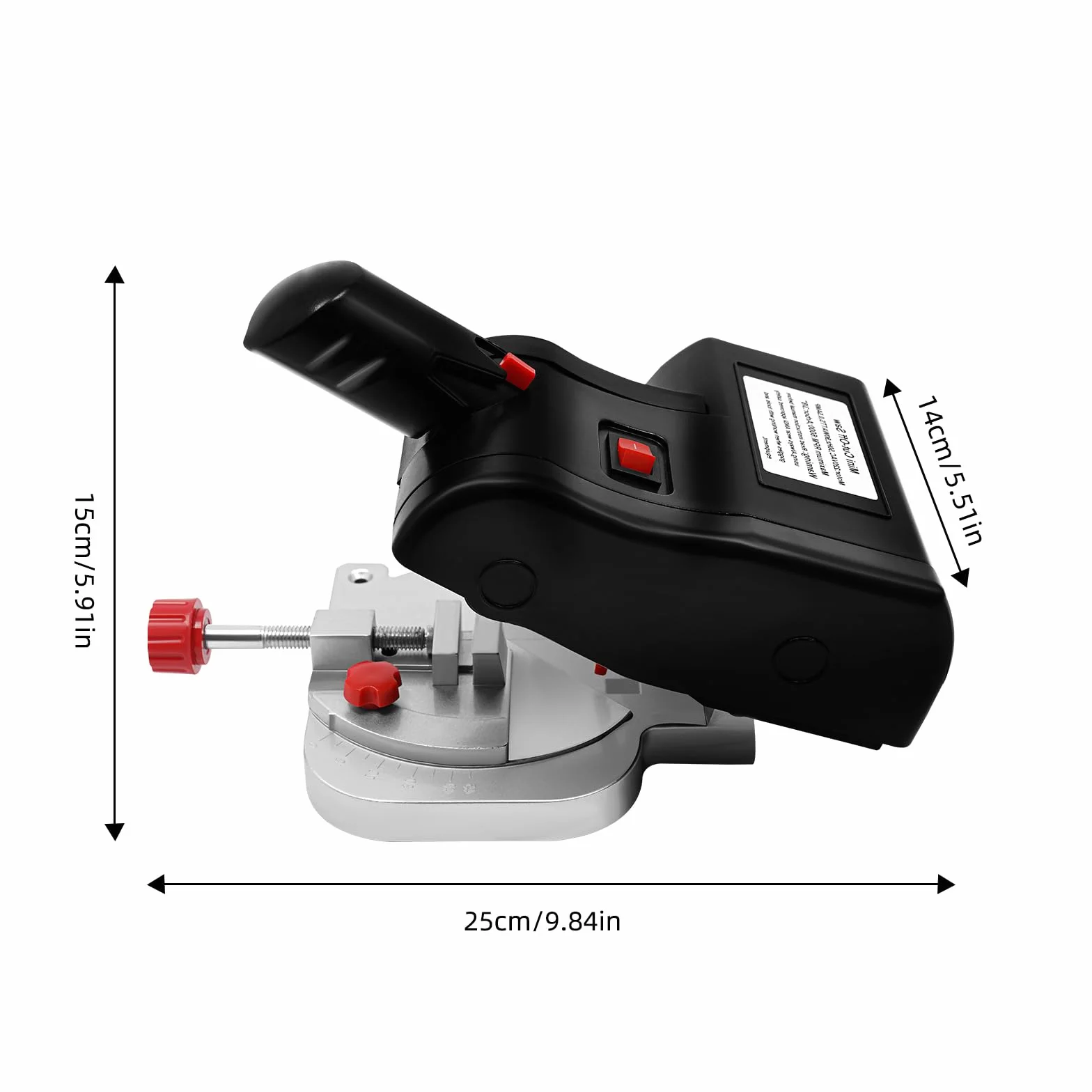 Sierra ingletadora, 90 W, minisierra de 6000 rpm, con herramienta de sujeción, ángulo de corte de 0-45° para cortar madera, metal