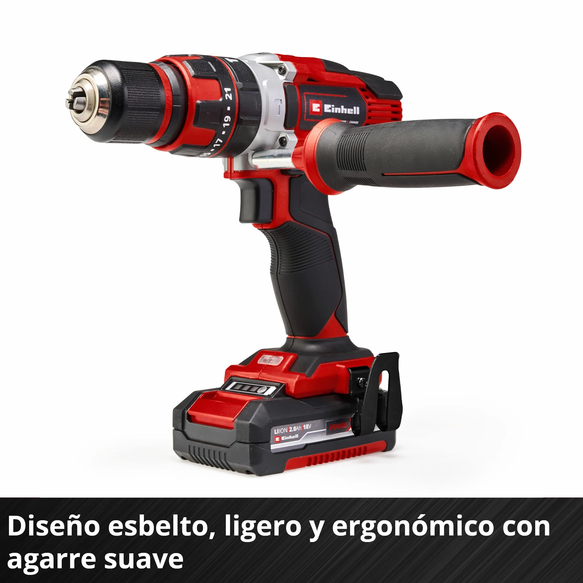 Einhell Taladro percutor sin cable TE-CD 18/48 Li-i (2x2,0 Ah) Power X-Change (iones de litio, incluye función de taladro de percusión, incluye 2 baterías de 2,0 Ah PXC, cargador y maletín)