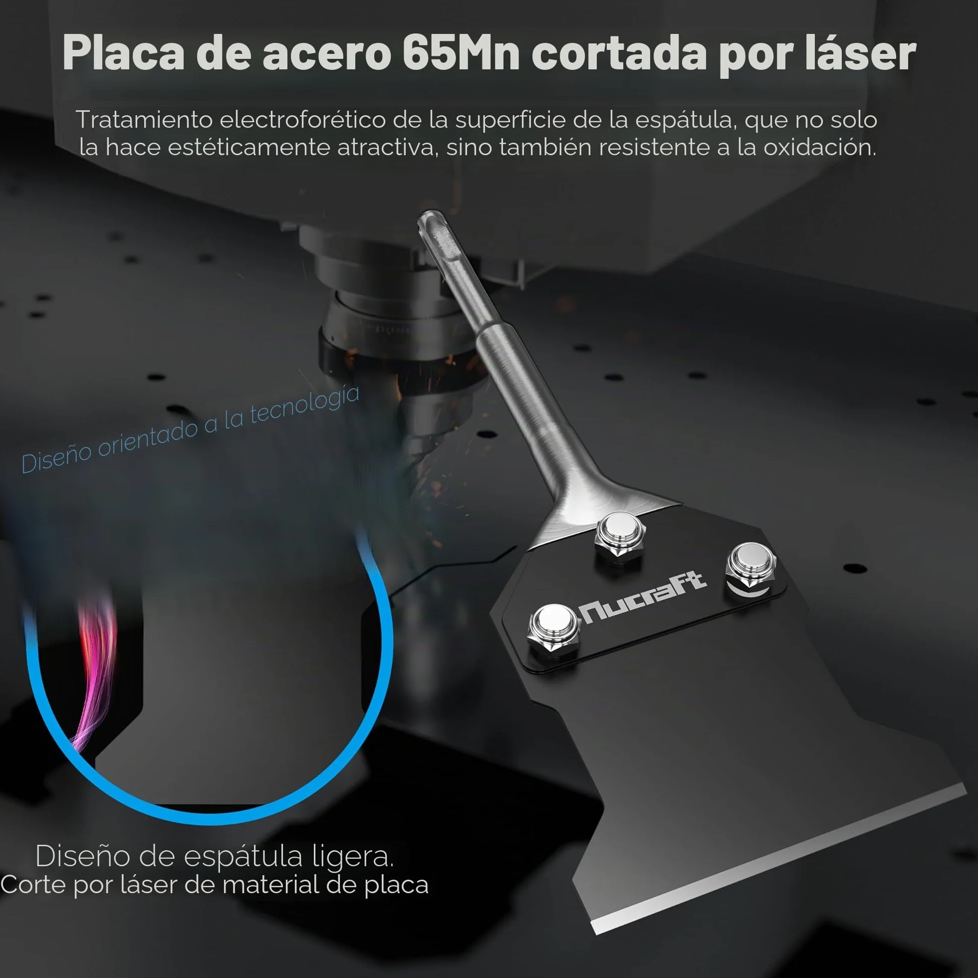Nucraft SDS-Plus - Cincel para espátula (250 x 100 mm, para quitar el pegamento del suelo, alfombras, linóleo, adhesivo para baldosas, baldosas de PVC, color