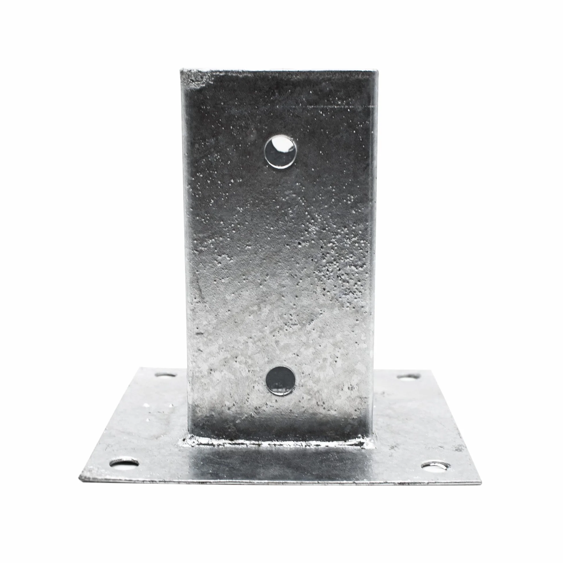 DOJA Barcelona | Anclaje Poste Cuadrado | PACK4 | 71x71mm | Acero Galvanizado | Base Poste con Base Atornillable | Anclaje Cuadrado para Postes de Madera, Vallas para Jardin, Cenadores, Barra Cortinas