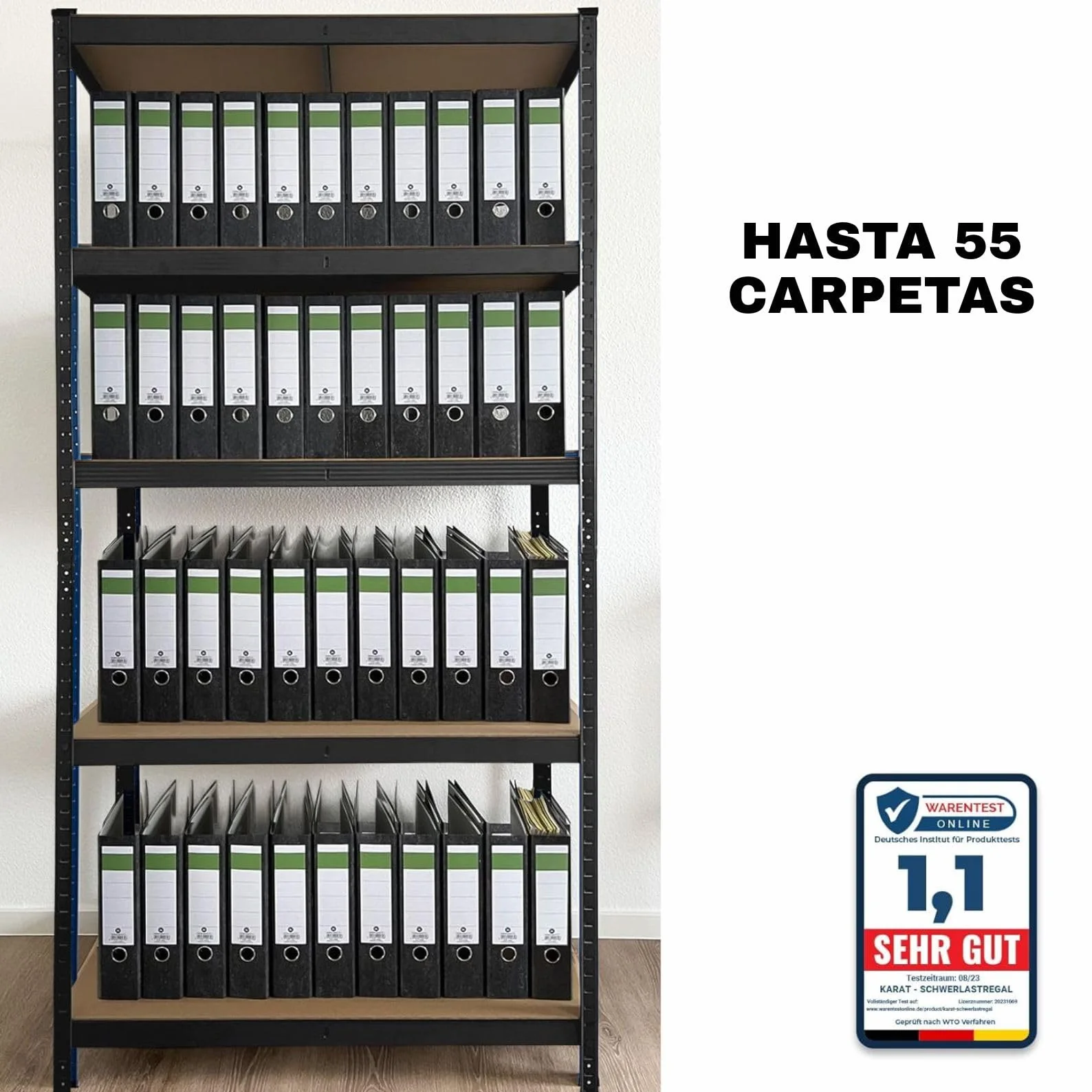 KARAT Estantería para cargas pesadas, juego de 2 unidades, 180 x 90 x 40 cm, 5 estantes ajustables, color negro