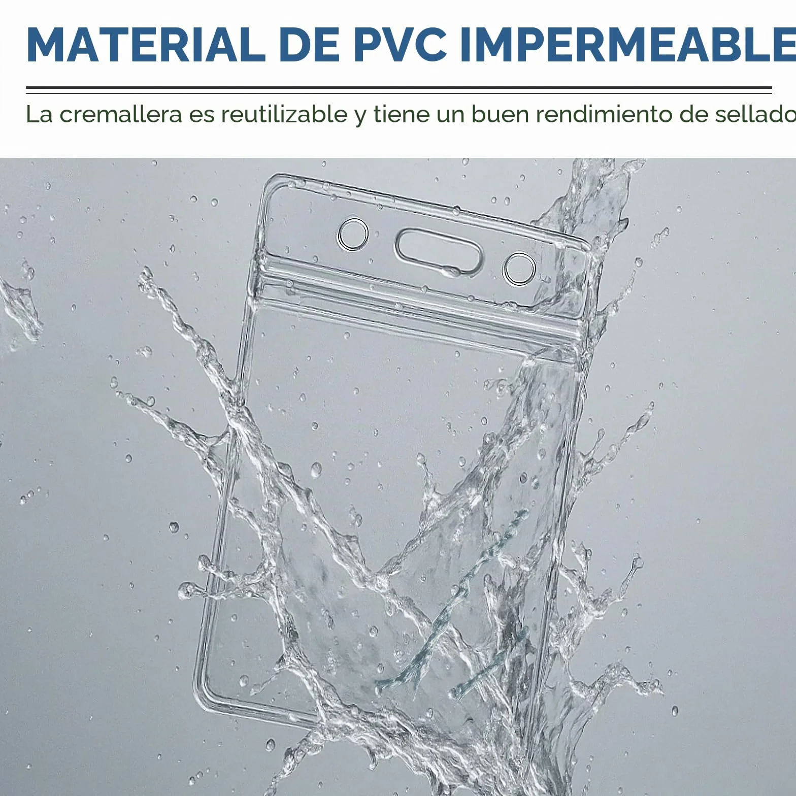 Funda vertical para tarjeta de PVC impermeable con cierre de cremallera