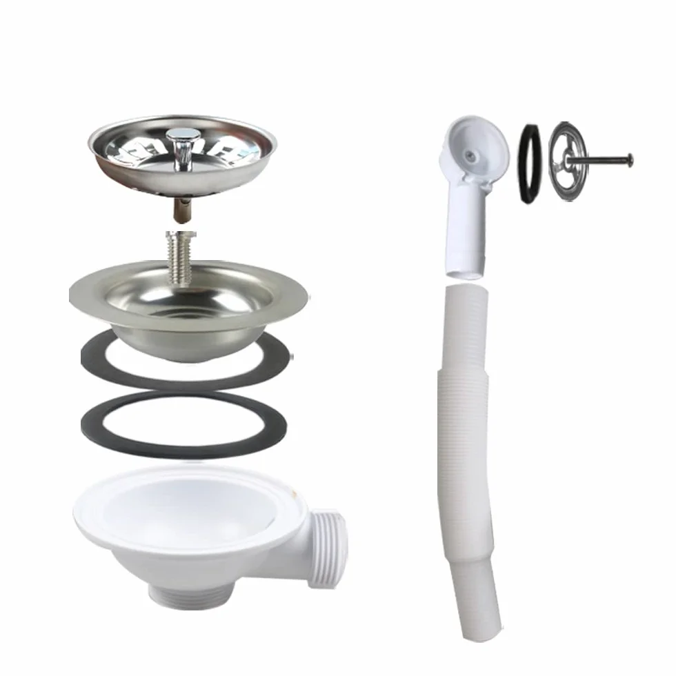 Talea Acero inoxidable 304 Tornillo largo de 5,5 cm Fregadero de cocina 114 mm Desagüe tipo cuenco Colador de desagüe con rebosadero 2 tipos de rebosadero XK186GE