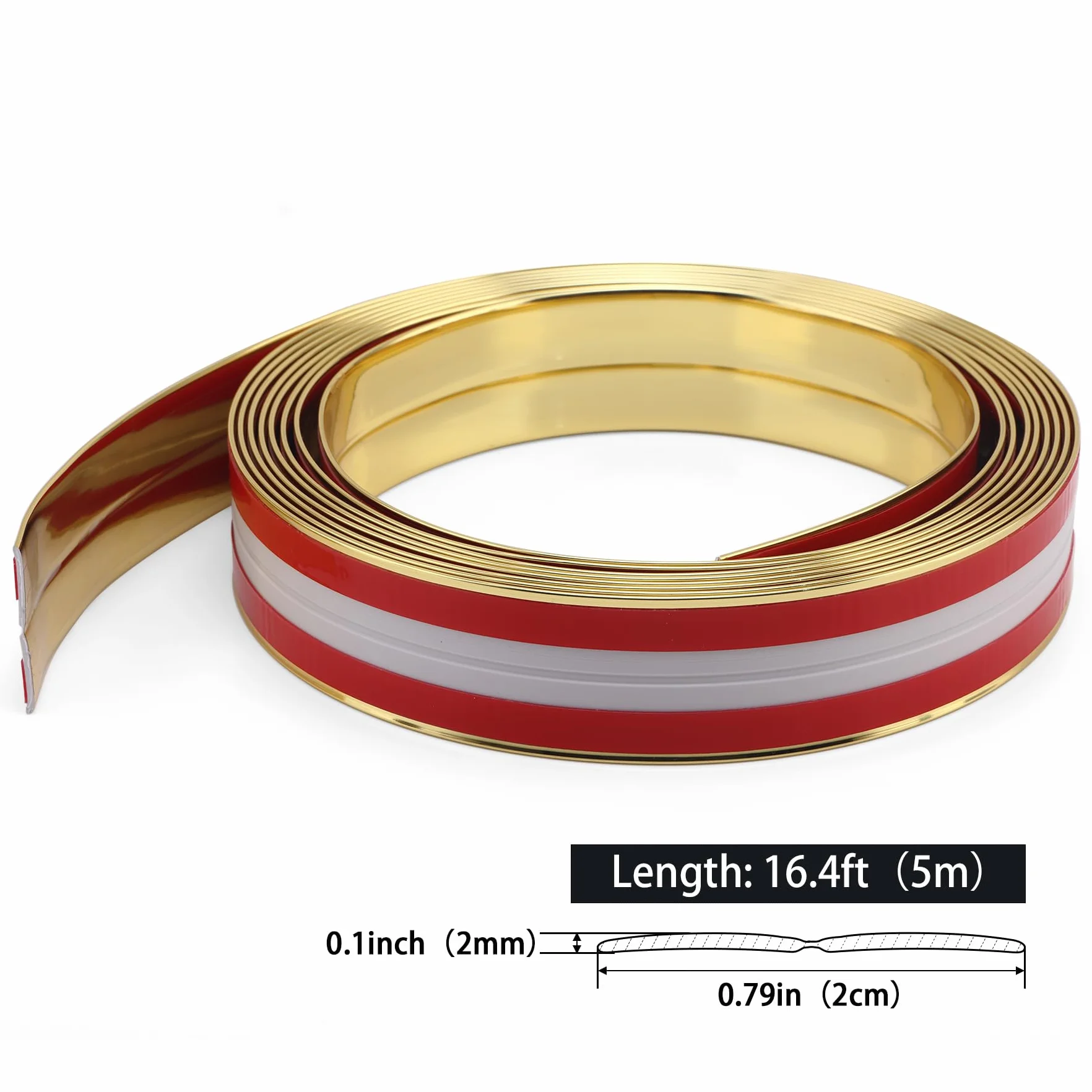 Trimold Brillante Dorado Moldura Multifuncional para Pared 5m x 2cm