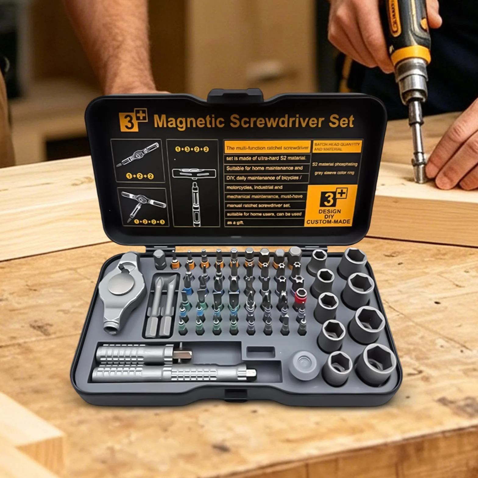 Juego de Destornilladores con Trinquete Magnético Kit Multifunción de | Mango Ergonómico para Destornillador para Hogar Garaje Electrónica Reloj Coche Electricista Hombre