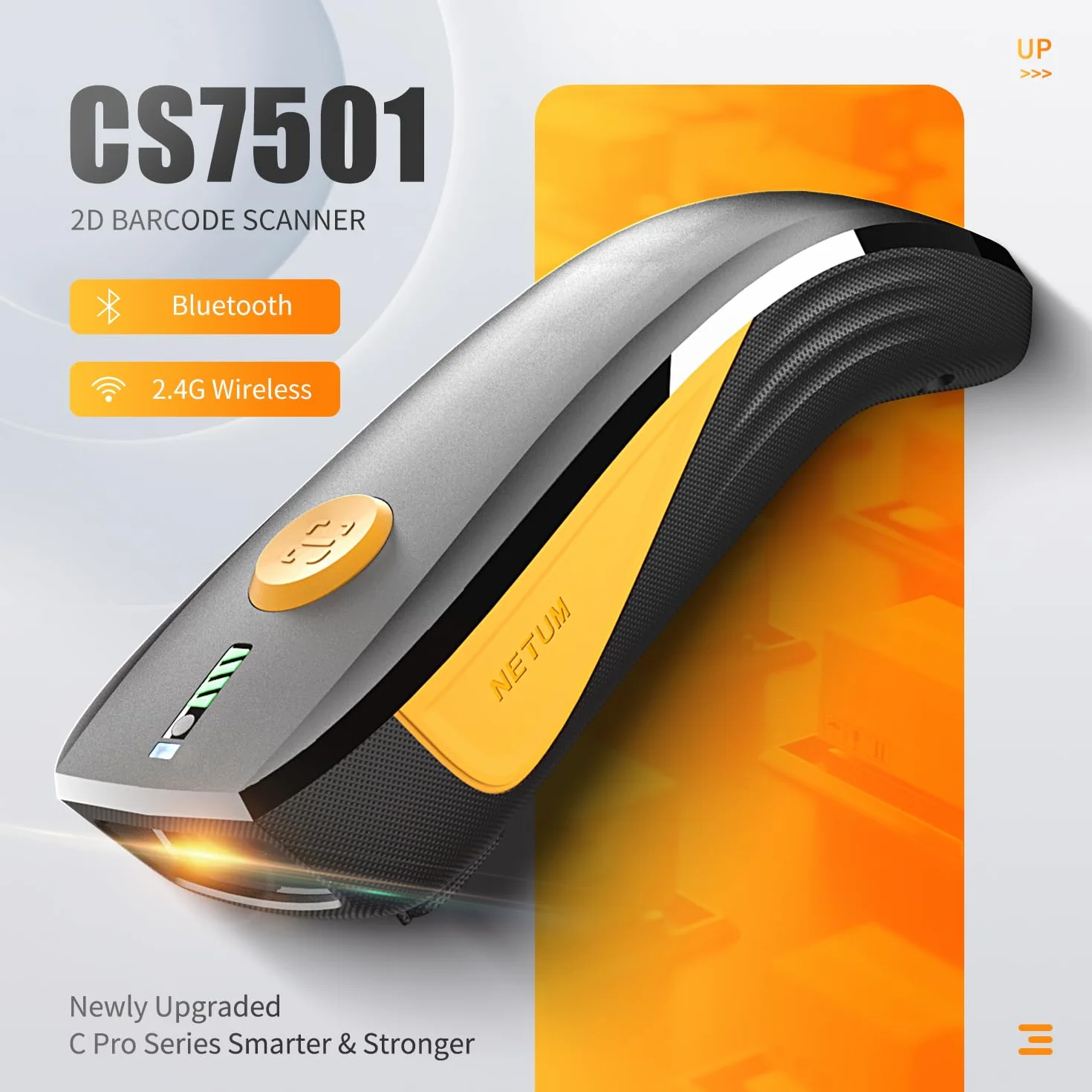 NETUM CS7501 Escáner de Código QR Bluetooth, Lector de Código de Barras Portátil 1D 2D Inalámbrico para Gestión de Inventario