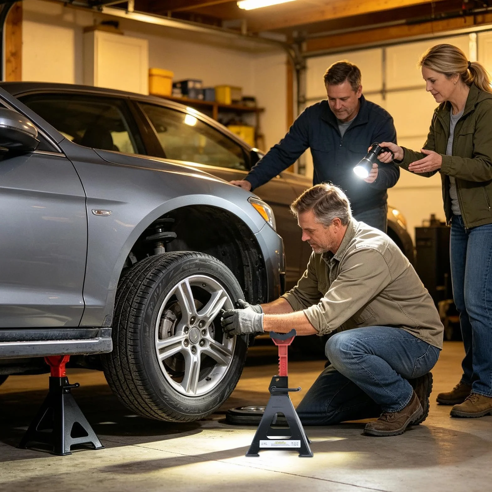 Caballetes 3 Toneladas 3/6 Toneladas Trabajo Pesado Altura Ajustable Con | Soporte Coche Portátil Para Remolques Camiones Vehículos Automoción SUV Motocicletas Garaje