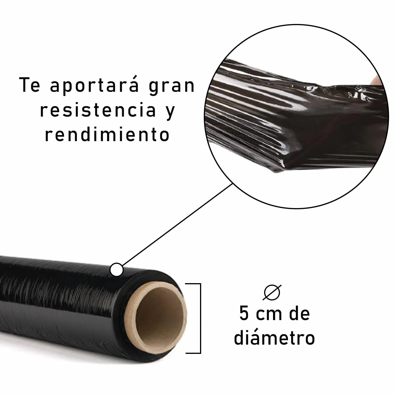 MERCURY TEXTIL- Film Transparente o Negro para Embalar, Flexible y Resistente 50cm x 200metros, 23 micras de Espesor. Embalaje Industrial, Envíos, Mudanzas, Palets. (Negro, 2 Rollos)