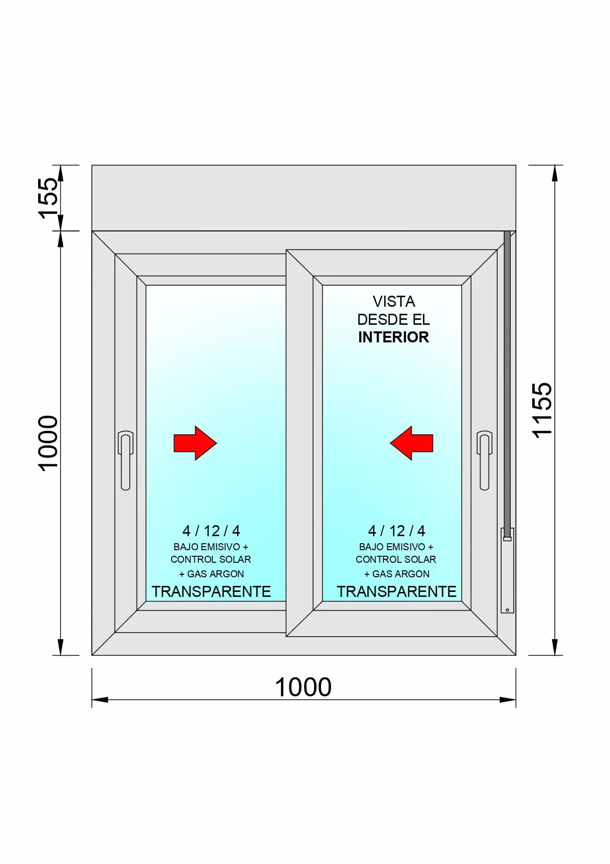 Ventanastock Ventana PVC Corredera Con Persiana (PVC) 1000x1155 2 hojas