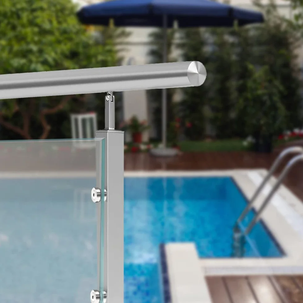 PRIOstahl 8 soportes con tornillo M8 + insertos de goma para cristal de 6 mm a 12,76 mm, conector plano para cristales de plexiglás, balcón, barandilla de acero inoxidable V2A