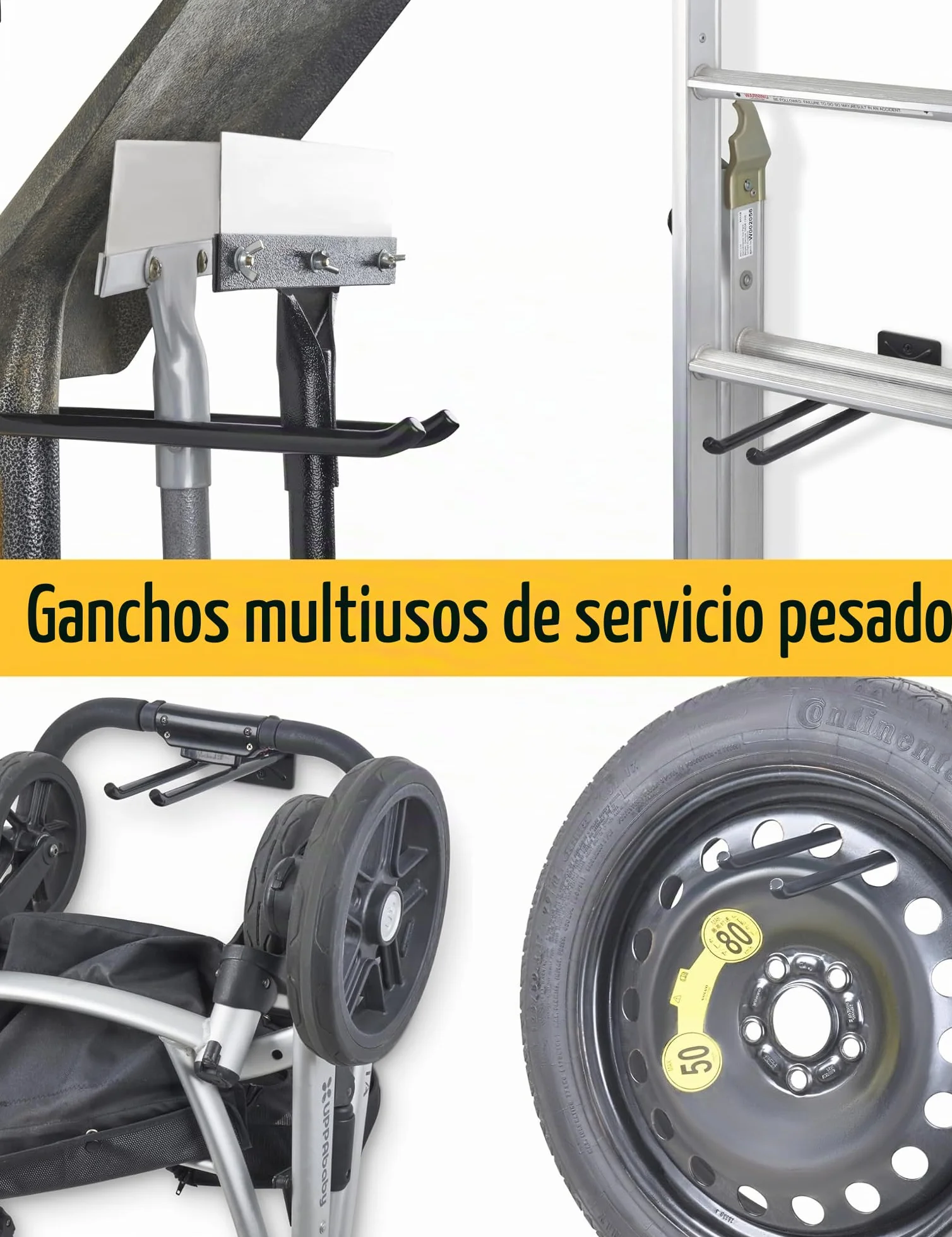 Ganchos Pared Largos para Garaje - ganchos para colgar herramientas, Soporte Pared Bicicleta y organizador herramientas jardin