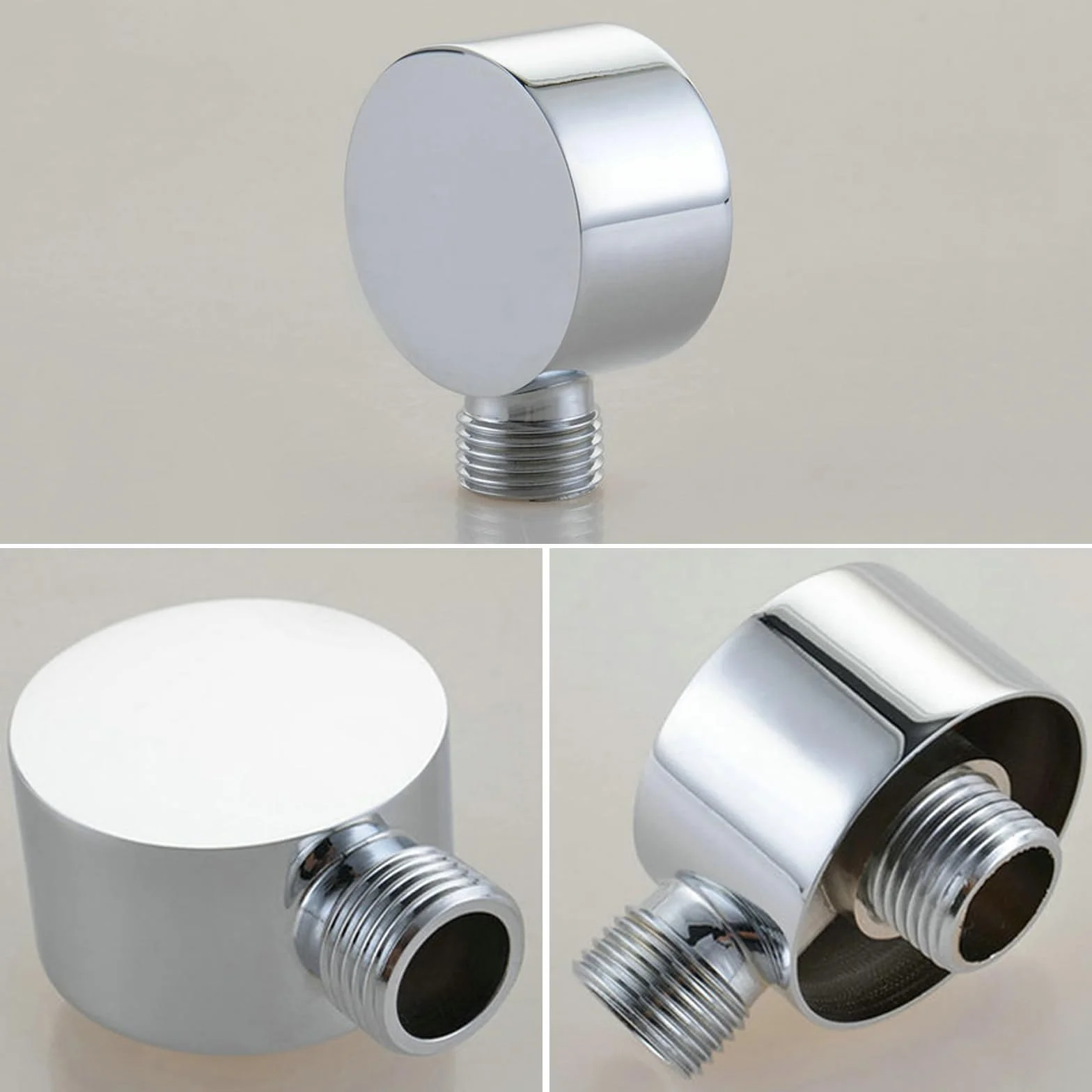 Codo de Conexión Universal de Pared para Ducha 1/2 Pulgadas Plateado Redondo