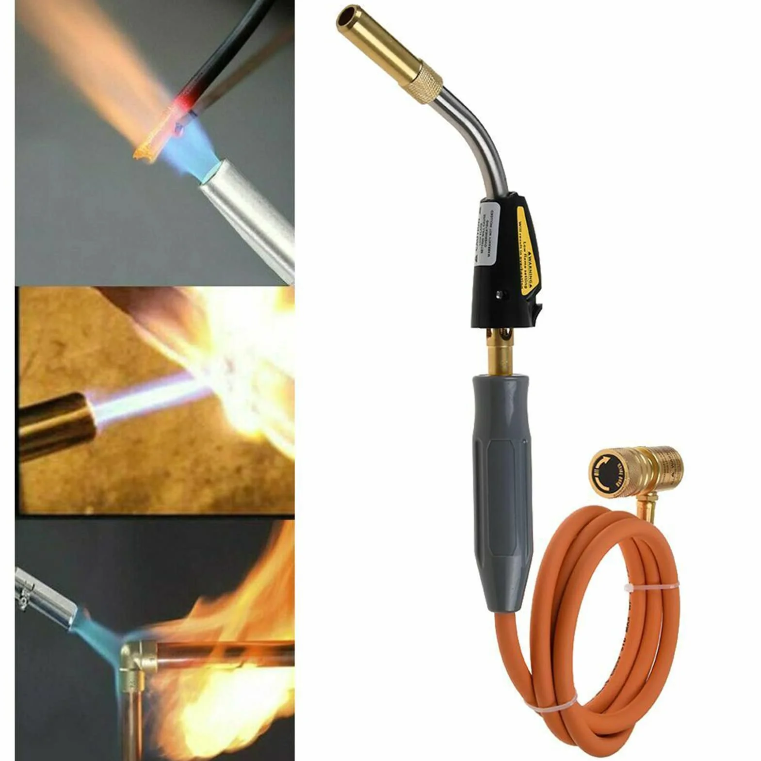 Antorcha de soldadura de autoencendido con kit de manguera para soldadura fuerte, fontanería, refrigeración, reparación de refrigeración, válvula reguladora de llama ultrafina ajustable, espiral de