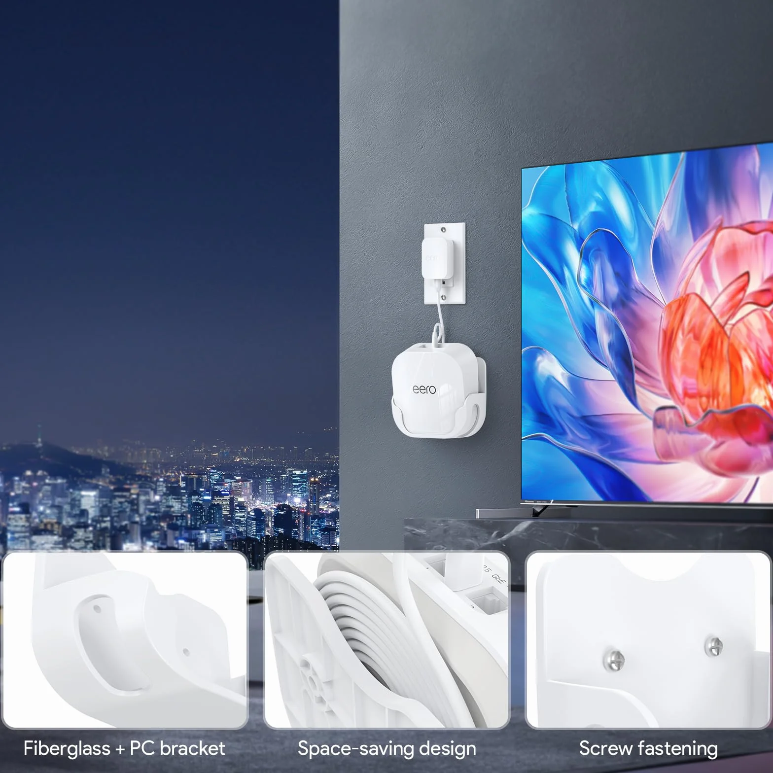 XLTTYWL eero 7 Kit de montaje en pared optimiza el espacio y los accesorios de gestión de cables, compatible con Extender de malla de doble banda Wi-Fi 7
