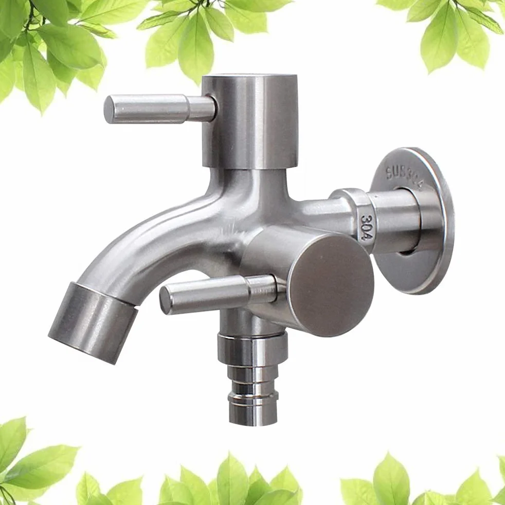 Yardwe Grifo Doble Salida Inoxidable 304 Para Lavadora Y Cocina Con Control Independiente Del Flujo Compatible Con La Mayoría De Mangueras Instalación Fácil Para Hogar Y Lavadero