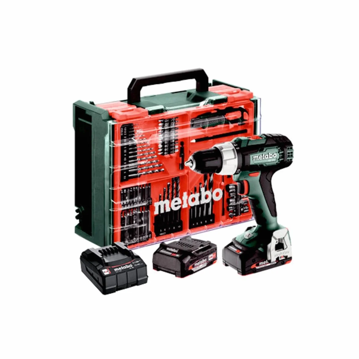 Metabo SB 614053710 - Juego de brocas de impacto inalámbricas, 18 L, incluye batería (18 V, 2 baterías LiPOWER de 2 Ah, diámetro del taladro 13 mm/36 mm, peso 1,6 kg)