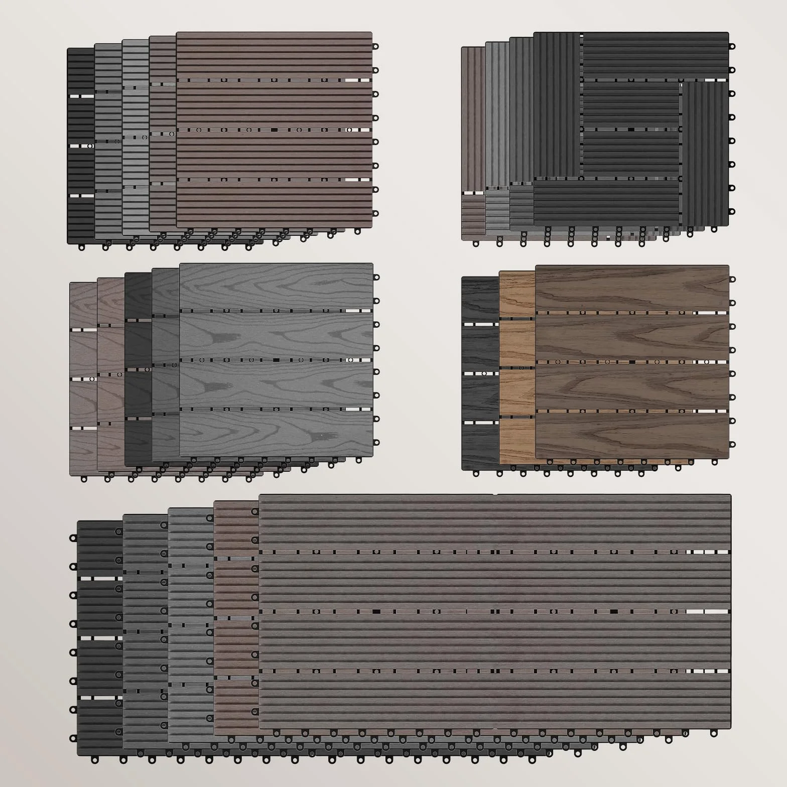 WOLTU 12x Suelo de WPC Baldosas de Madera Exterior para Porche Patios Jardin, 30 x 60 cm 2m² Suelo de Exterior Compuesta Azulejos Baldosas de WPC para Terraza Marrón