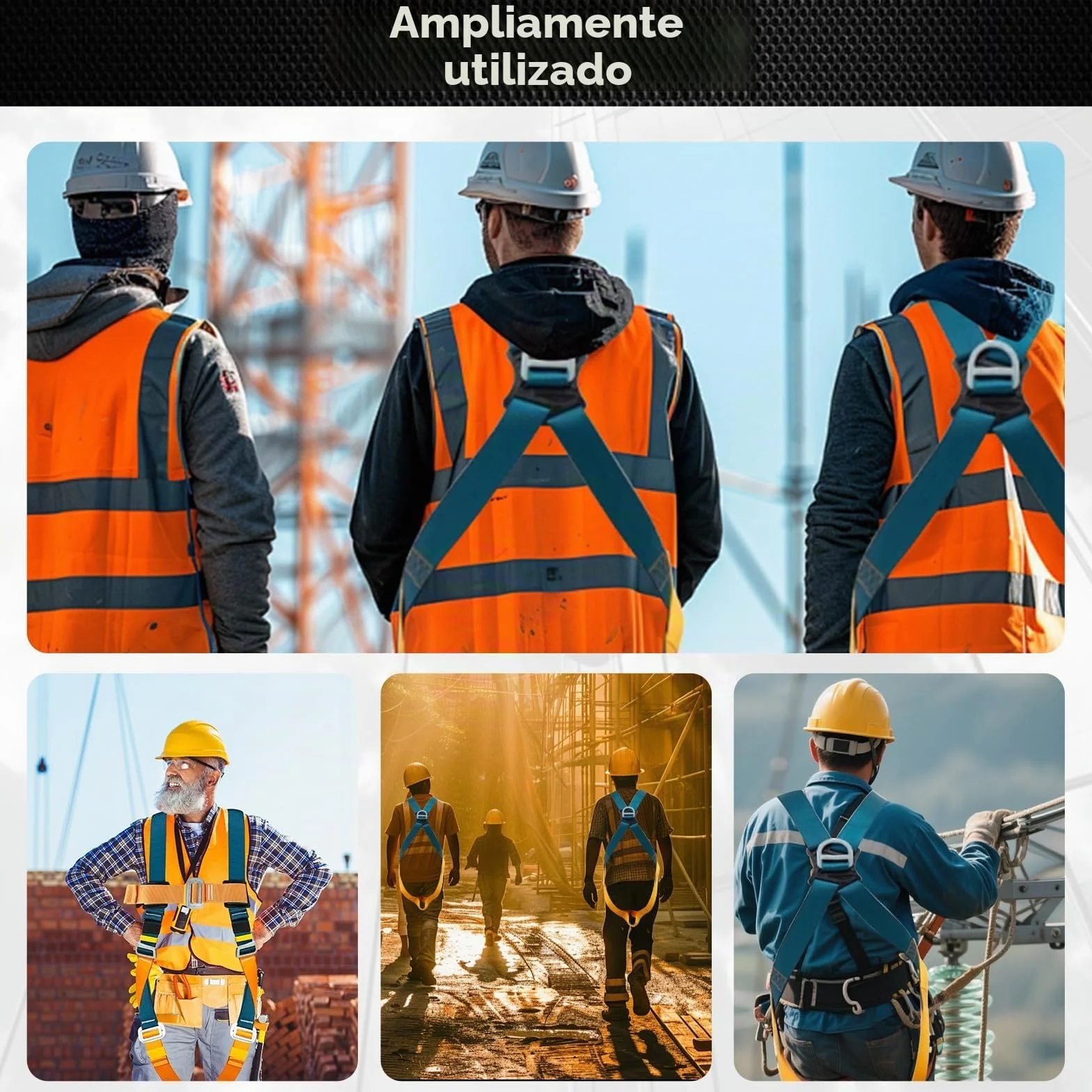 Arnés de seguridad EN 361/354/355, carga máxima 140 kg, doble cuerda 1,8 m, protección caídas