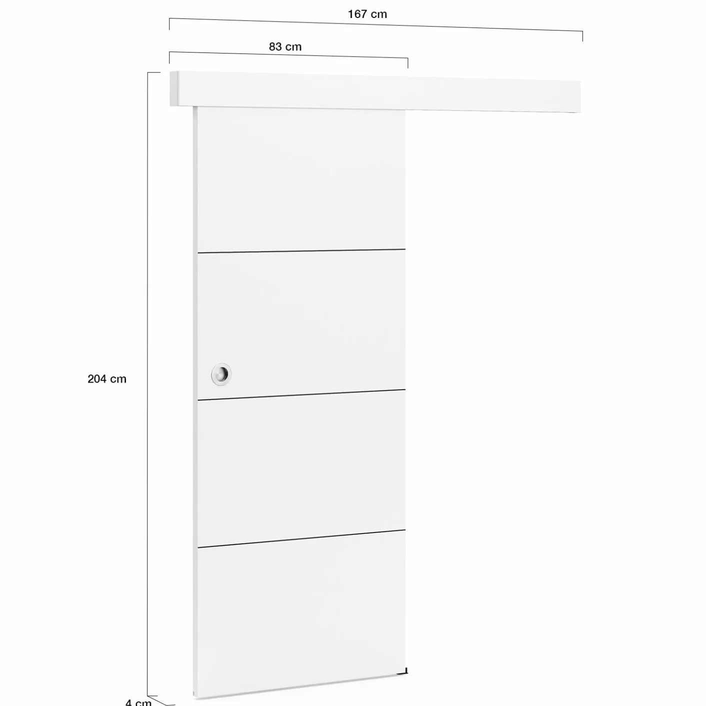 IDMarket - Juego de puerta corredera blanca de 83 cm con riel y fijaciones