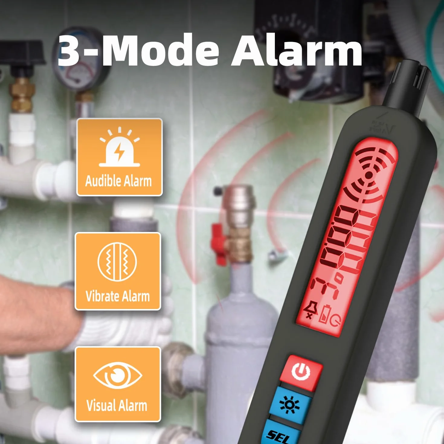 BSIDE Detector de Gas Recargable Detector de Fugas de Gas Natural con Gran LCD Alarma Visual & Zumbador & Vibración Bolígrafo Detector Multigas Portátil para Metano Propano Cocina Casa Autocaravana