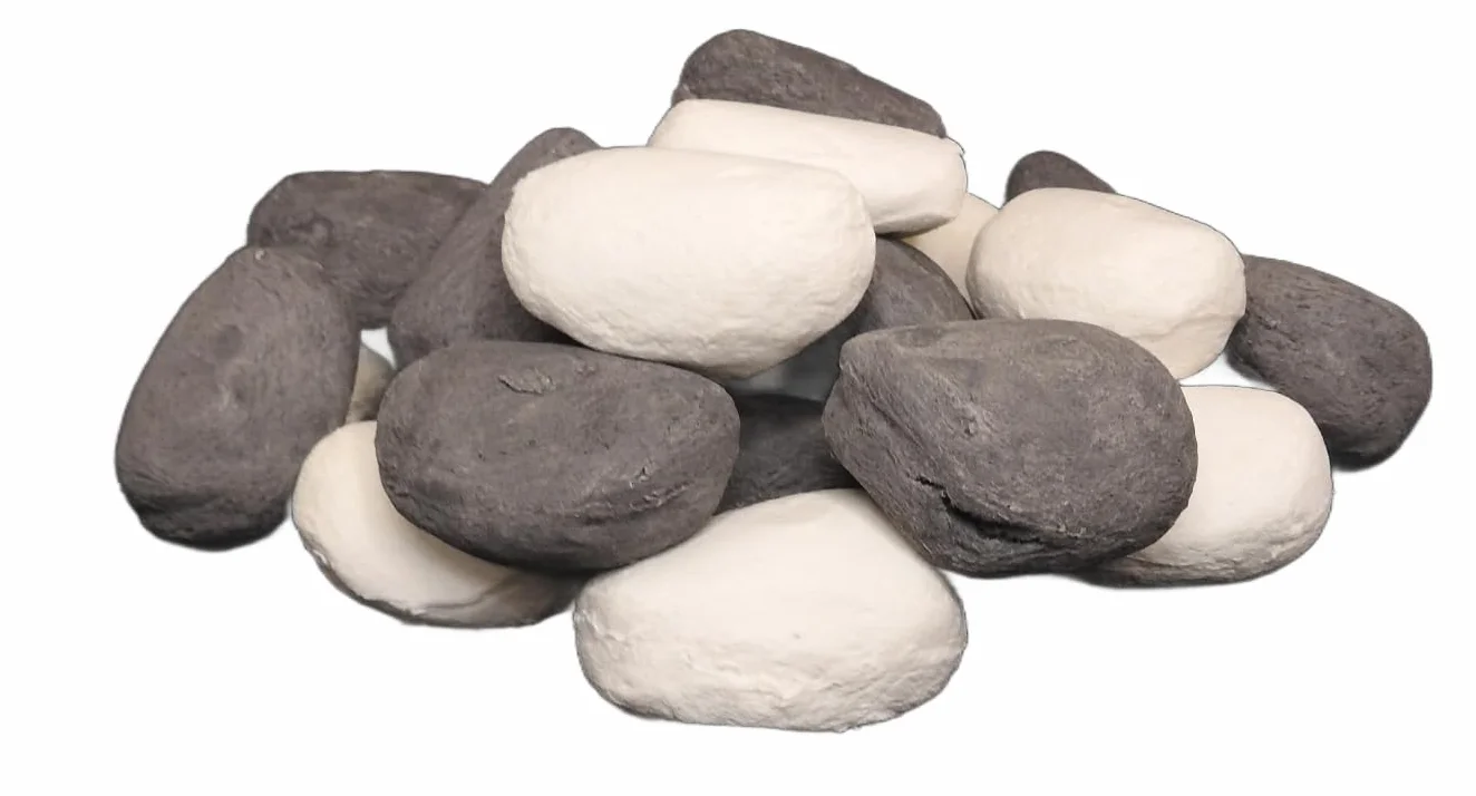 Repuestos de piedras de cerámica para estufas de gas COALS 4 YOU, 7 blancas 8 grises, 14x21x14 cm