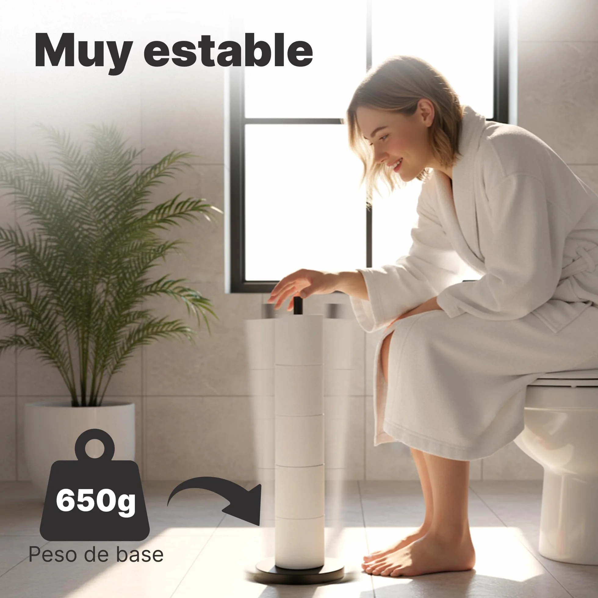 Portarrollos Papel Higiénico Acero Inoxidable 5 Rollos Repuesto con Base Ponderada