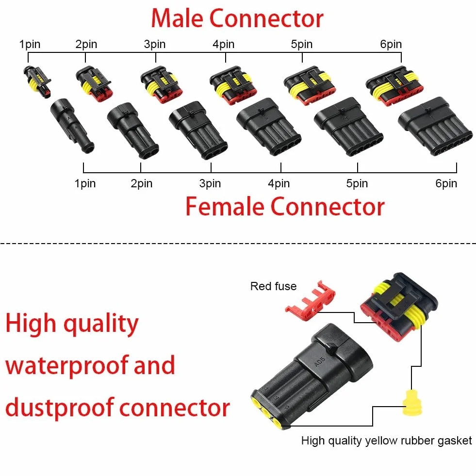 Conector Electrico Impermeable 730 Piezas para Coche, Kit de Conectores Sellado 1-6 Pines