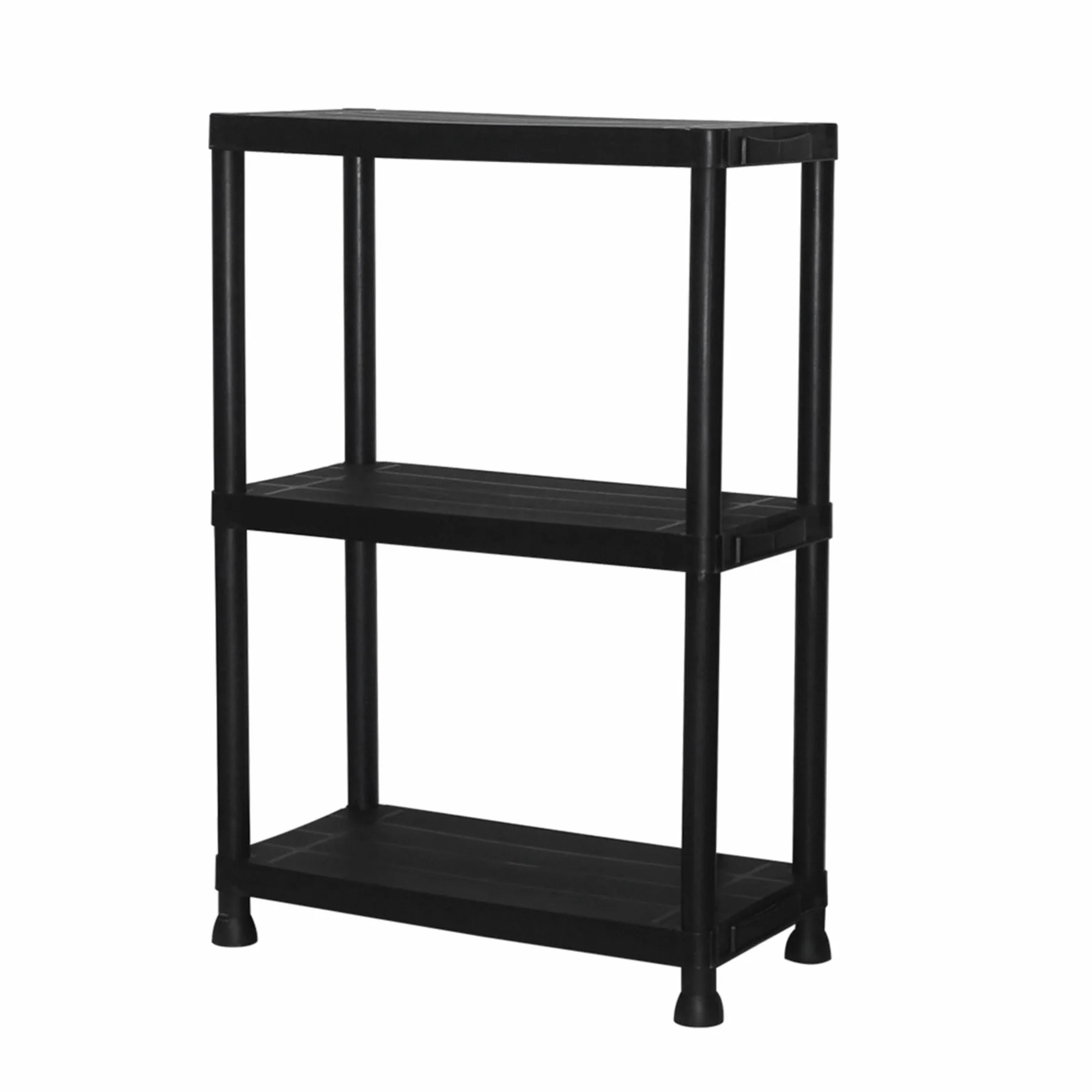 Pack 2 Estanterías de Resina 3 Baldas Negra | Organizador de Plástico 91x61x31 cm | Capacidad 75kg | Resistente a la Humedad y Óxido | Montaje Rápido sin Herramientas | Trastero y Lavadero