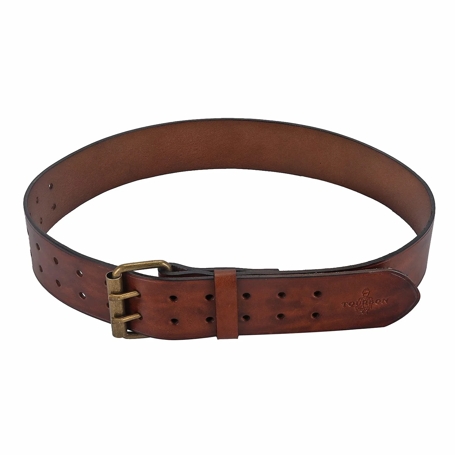 TOURBON - Cinturón de cuero vacuno de lujo para bricolaje, taller, bolsa de herramientas, correa de vaquero occidental para hombre