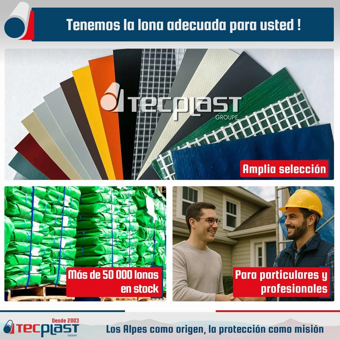 Lona Impermeable 4x5 m - TECPLAST - HQ250MU - Verde y Marrón - Máximo Rendimiento - Lona Exterior - Anti Rayos UV