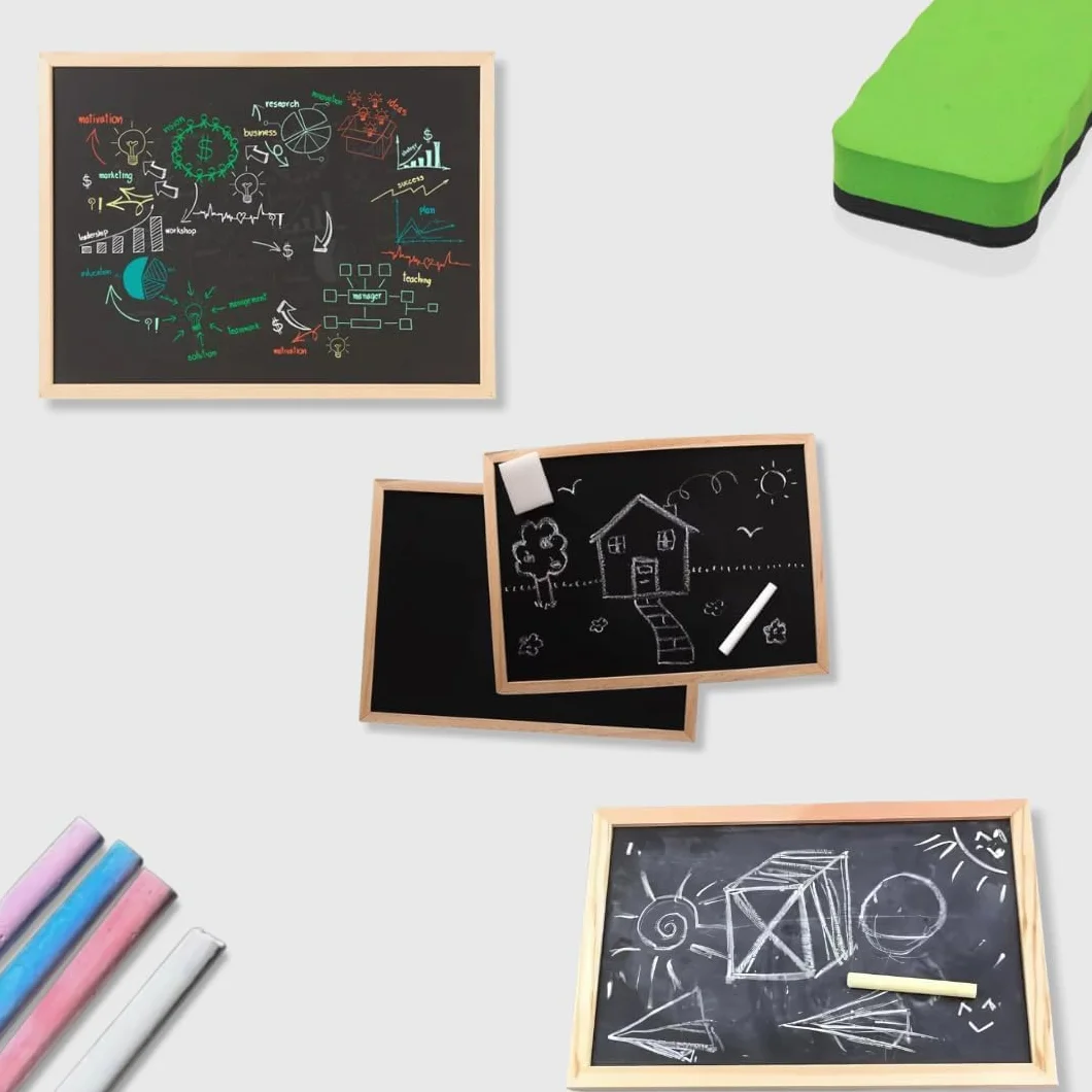 PARENCE. Set Escuela y Ocio 3en1 - Kit de Pizarra con Esponja Borrable y Tiza - 29x21cm