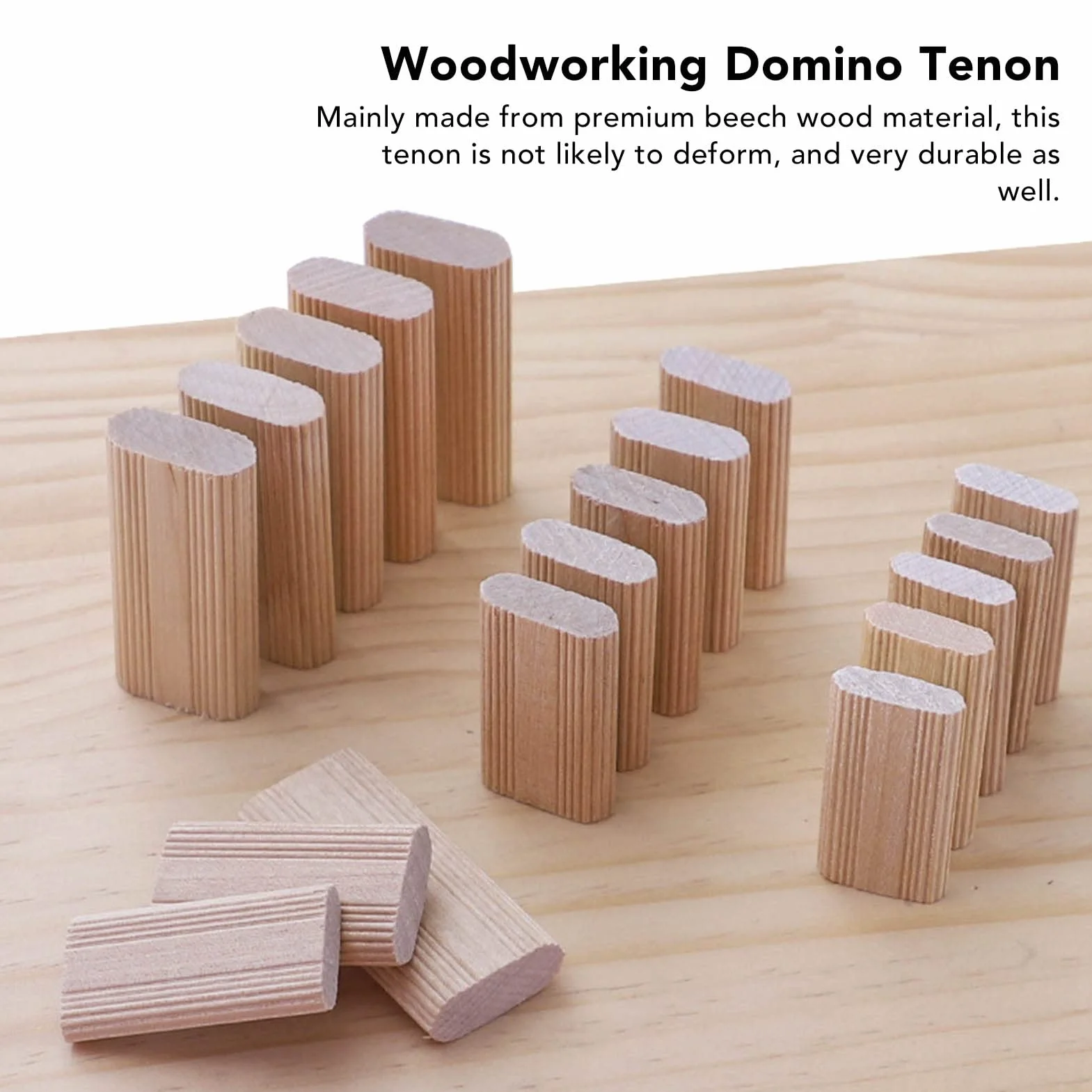 50 uds. Tenones de Madera de Abedul para Empalme 8x40 mm, Piezas para Carpintería y Fabricación de Muebles, Ideal para Ensamblaje de Gabinetes y Posicionamiento Preciso