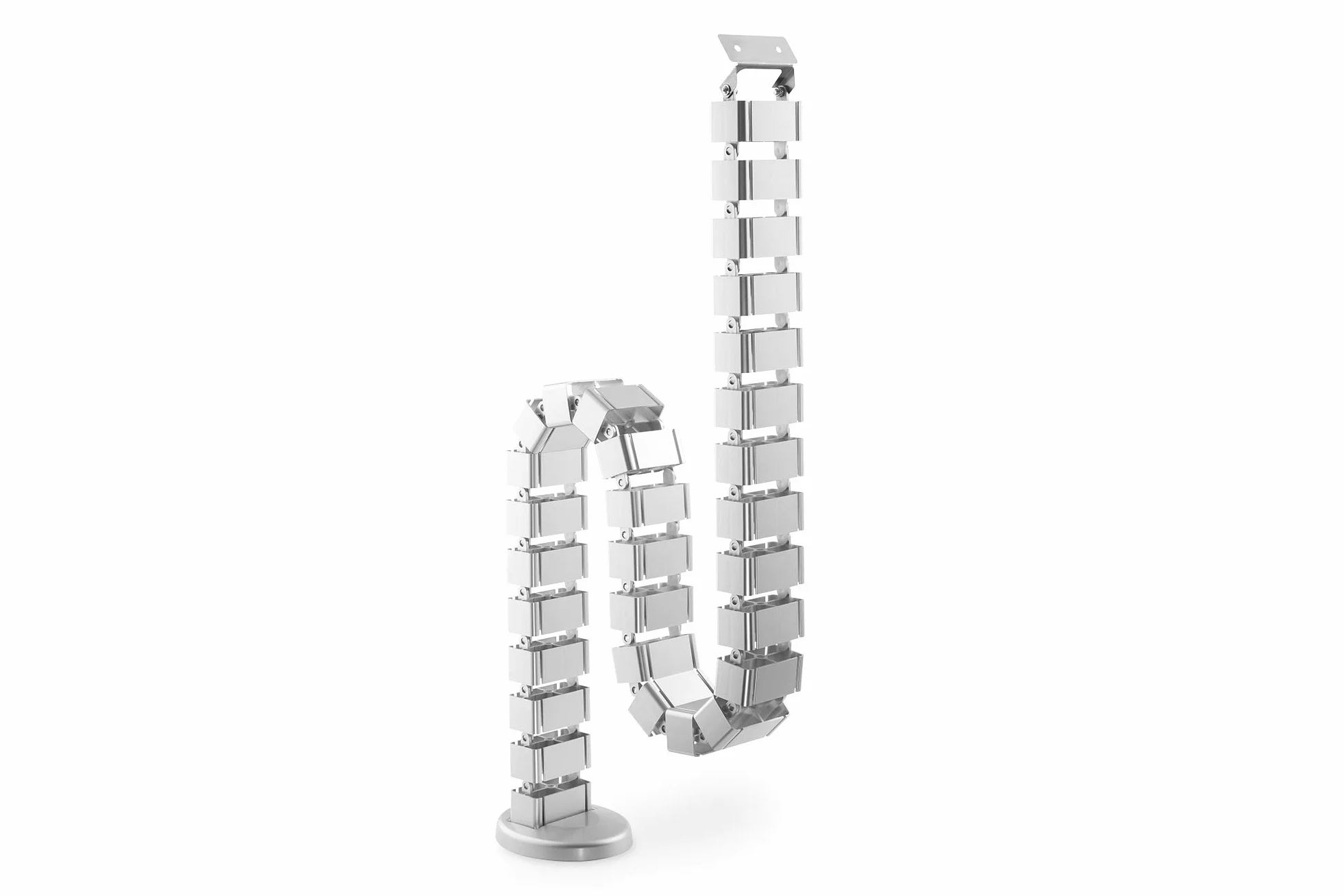 DIGITUS Guía de cables vertical - Gestión de cables flexible para el escritorio - Base metálica - Altura del escritorio hasta 130 cm - Plata