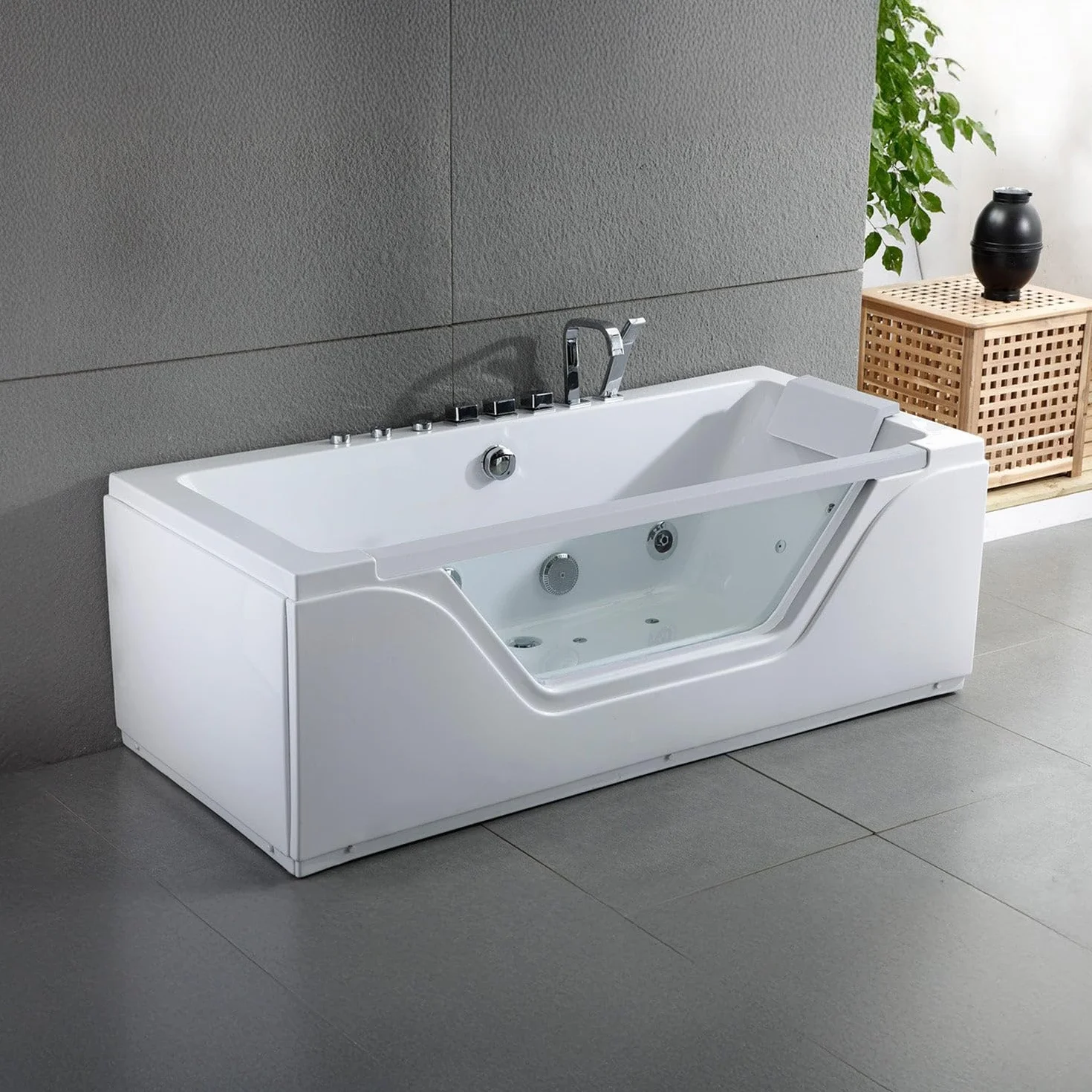 SPALINA Tahiti White Jets - Bañera de hidromasaje con Ojo de Buey L. 170 x l. 78 cm