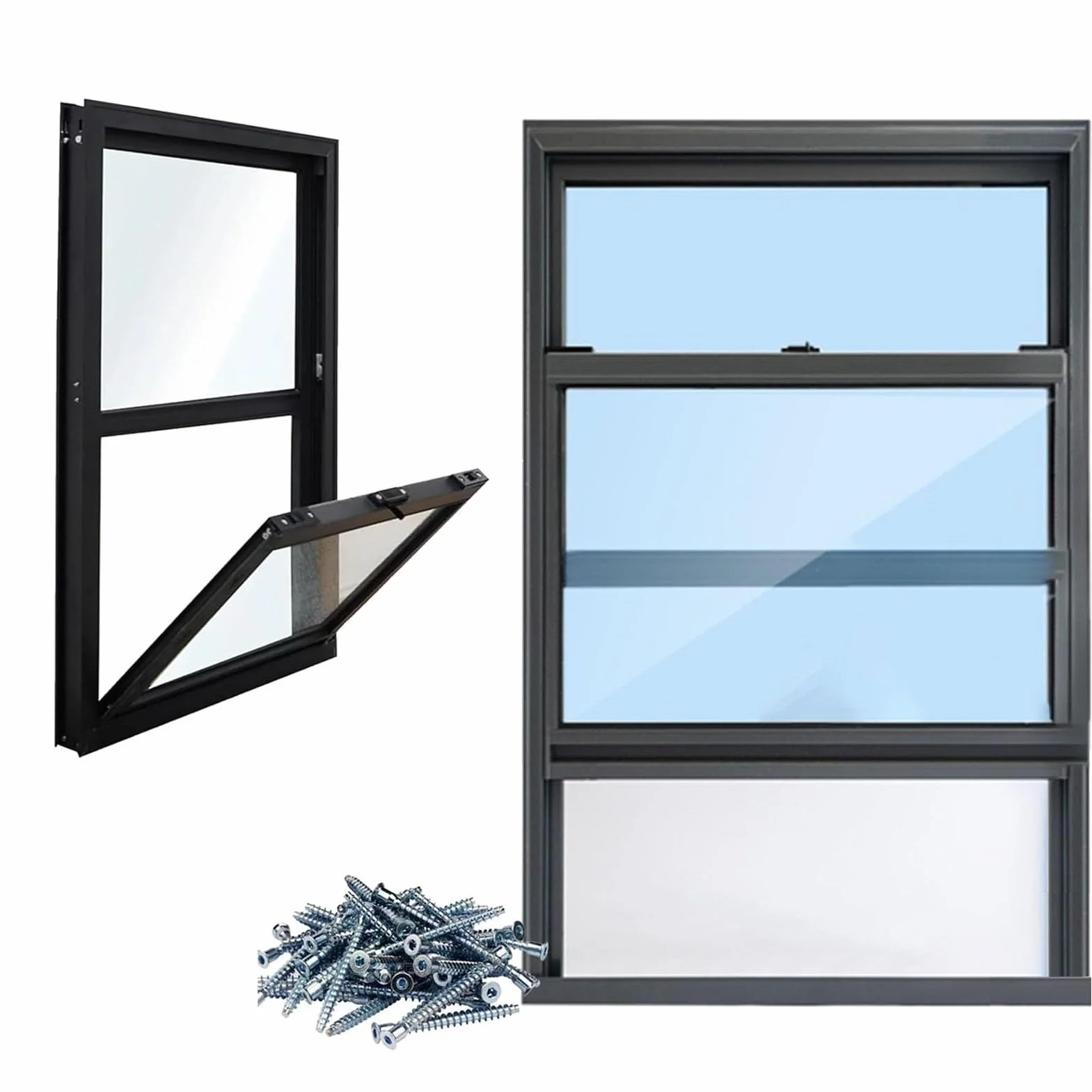 Ventana de ventilación para cobertizos, Ventanas corredizas de Aluminio para sótanos con mosquitera, Ventanas de Servicio Verticales con Vidrio Templado(WxH 10x20 in/25x50cm)